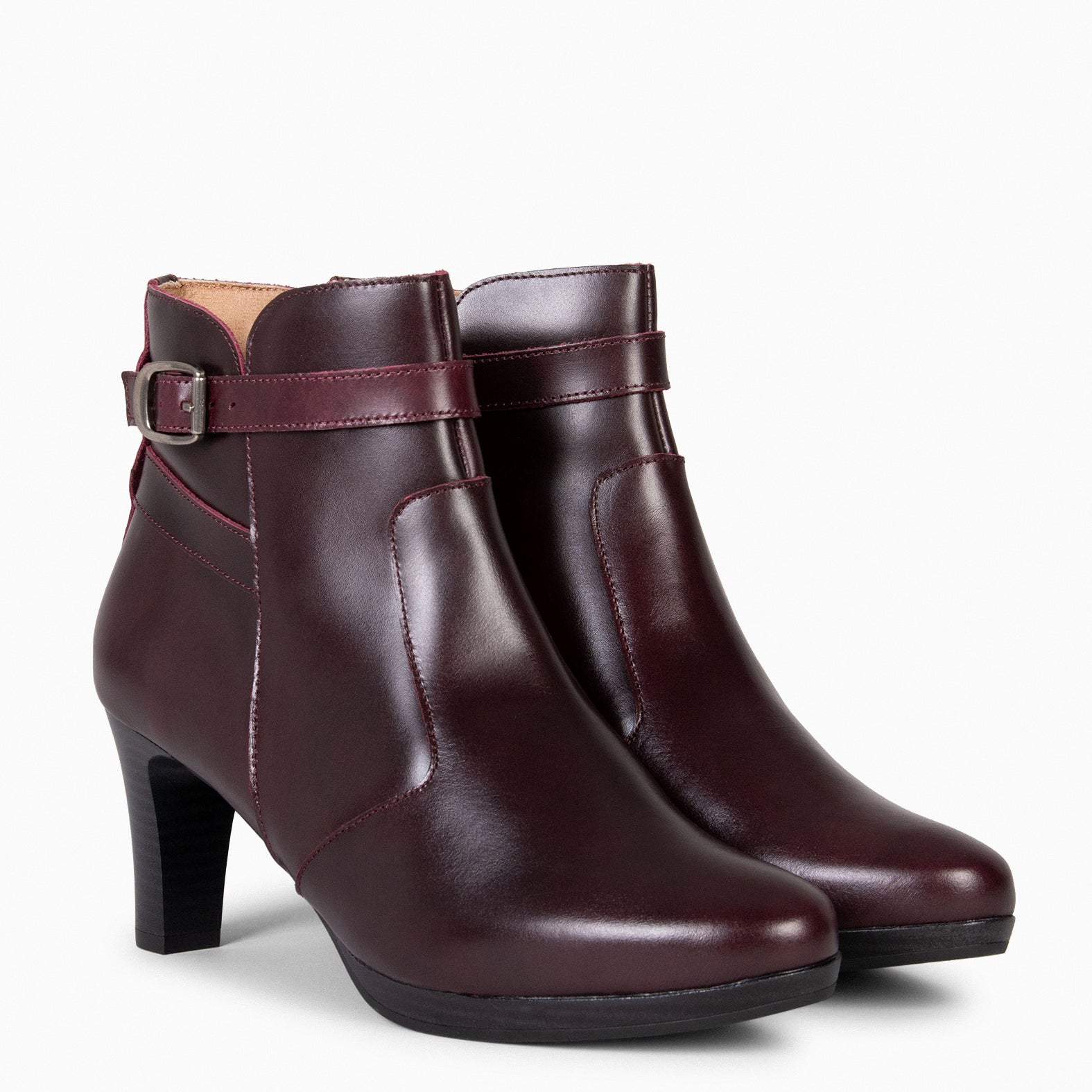 MILAN – BURGUNDY Booties with heel and strap