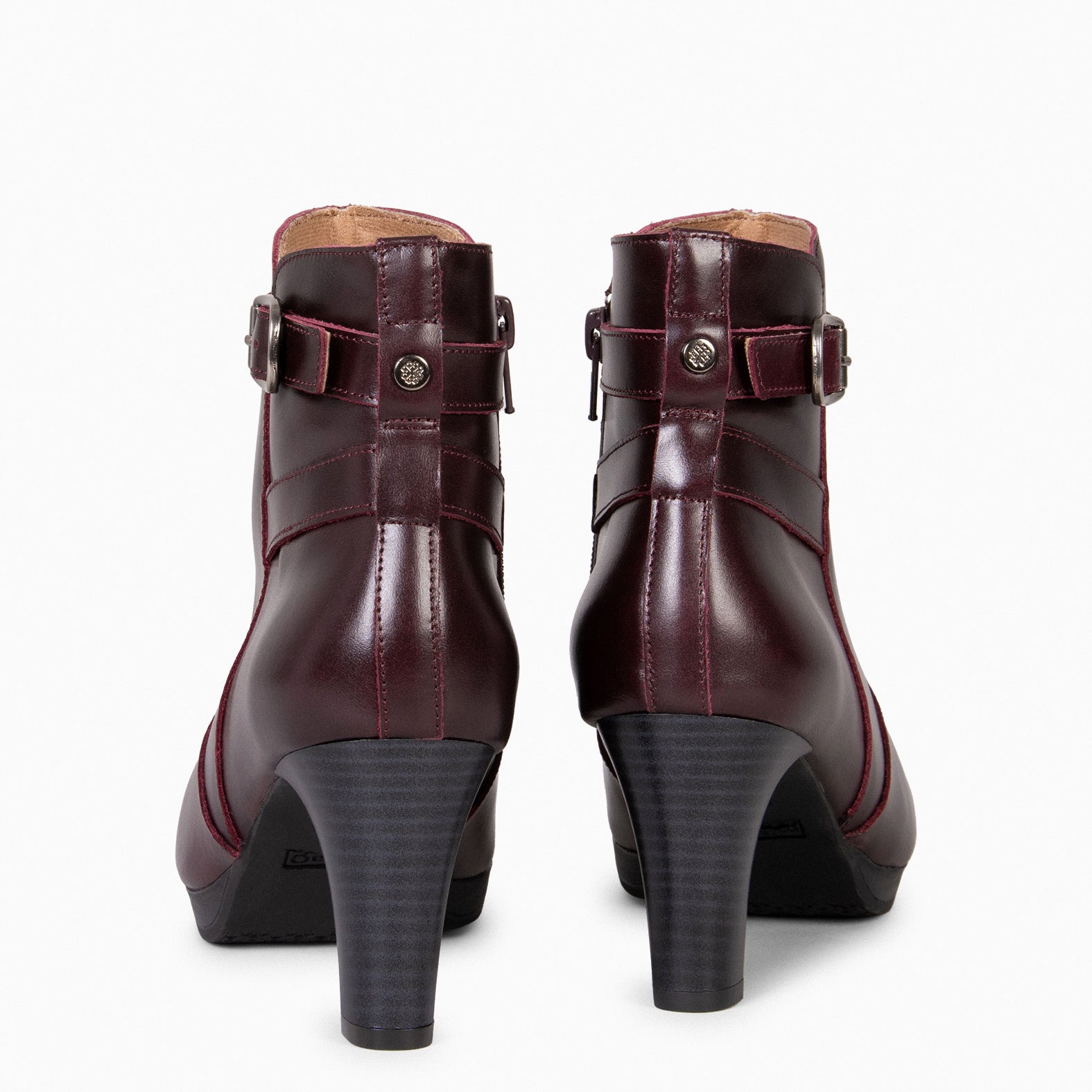 MILAN – BURGUNDY Booties with heel and strap