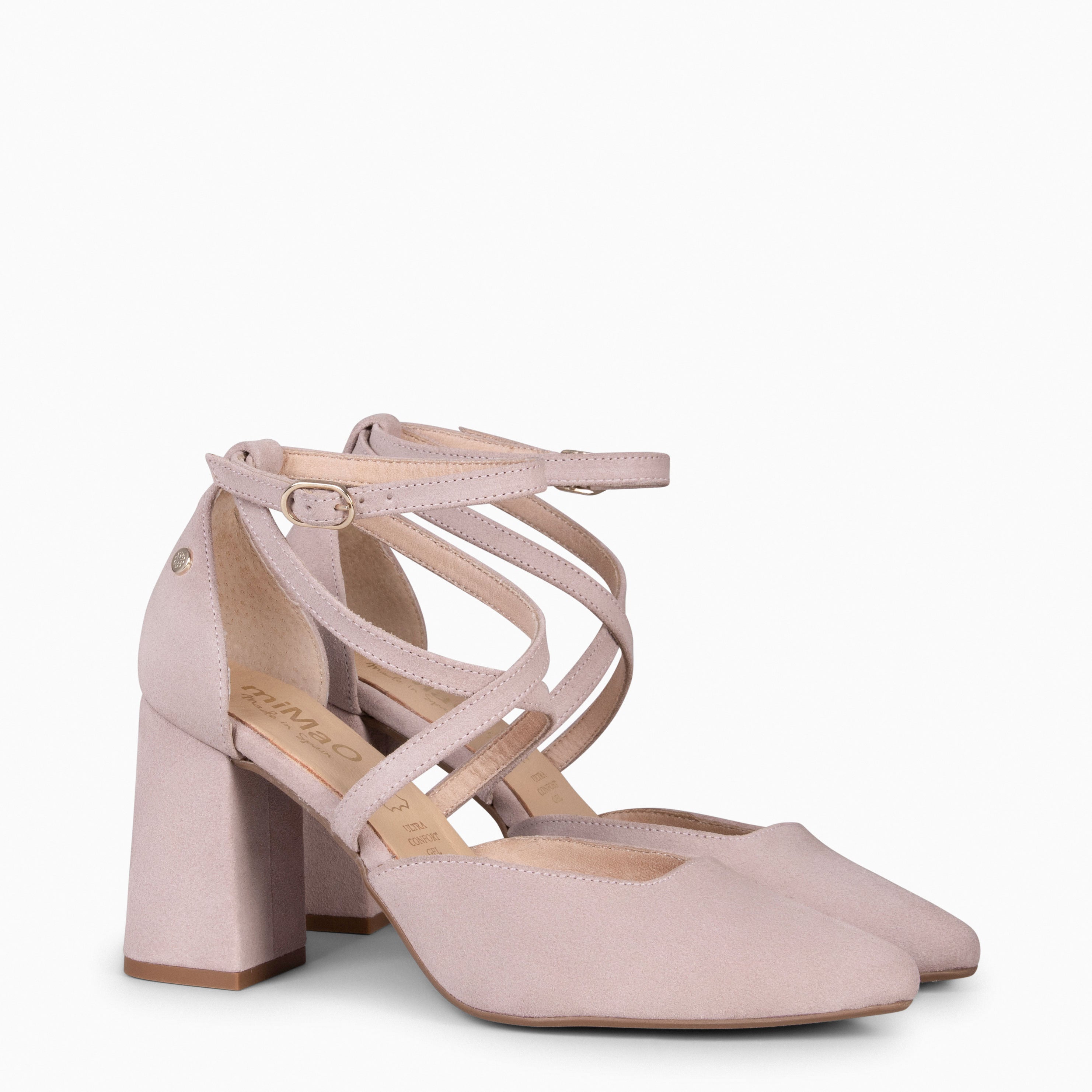ARIEL – NUDE Wide heel shoe