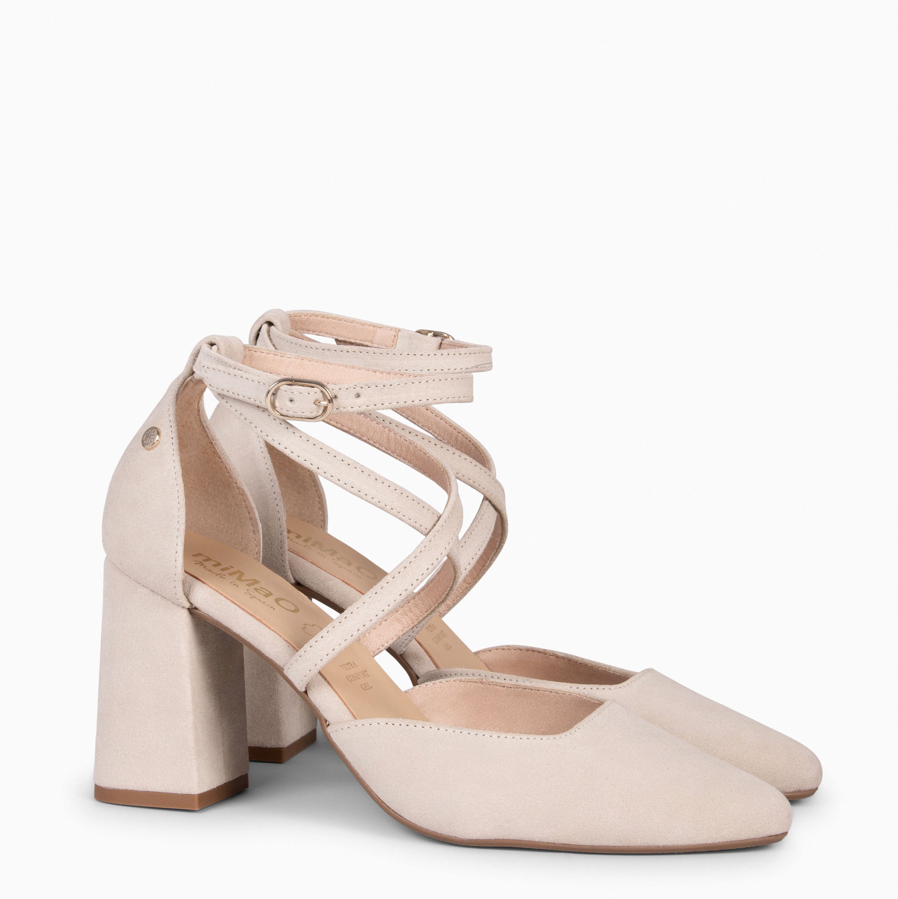 ARIEL – BEIGE Wide heel shoe