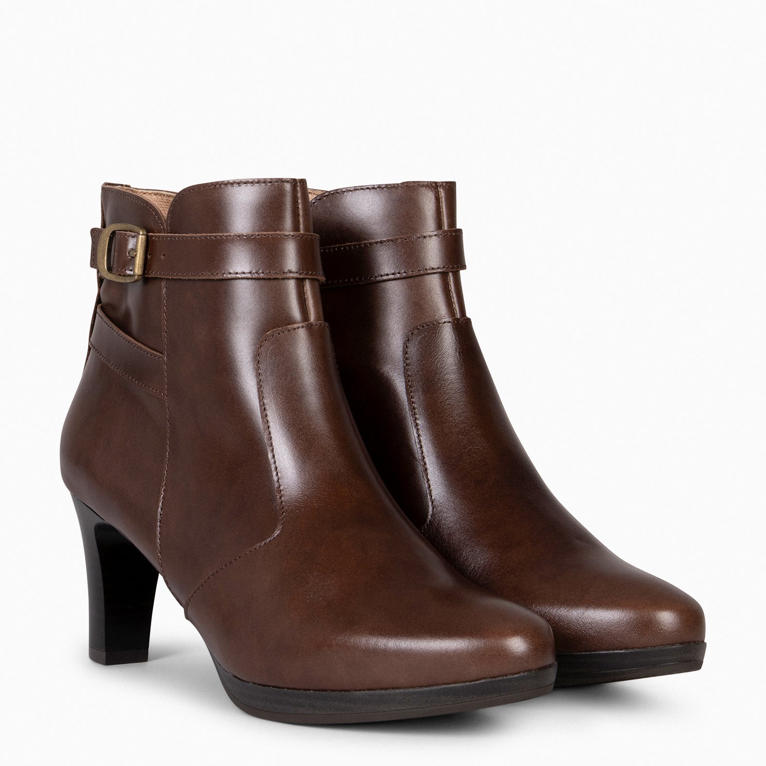 MILAN – BROWN Booties with heel and strap