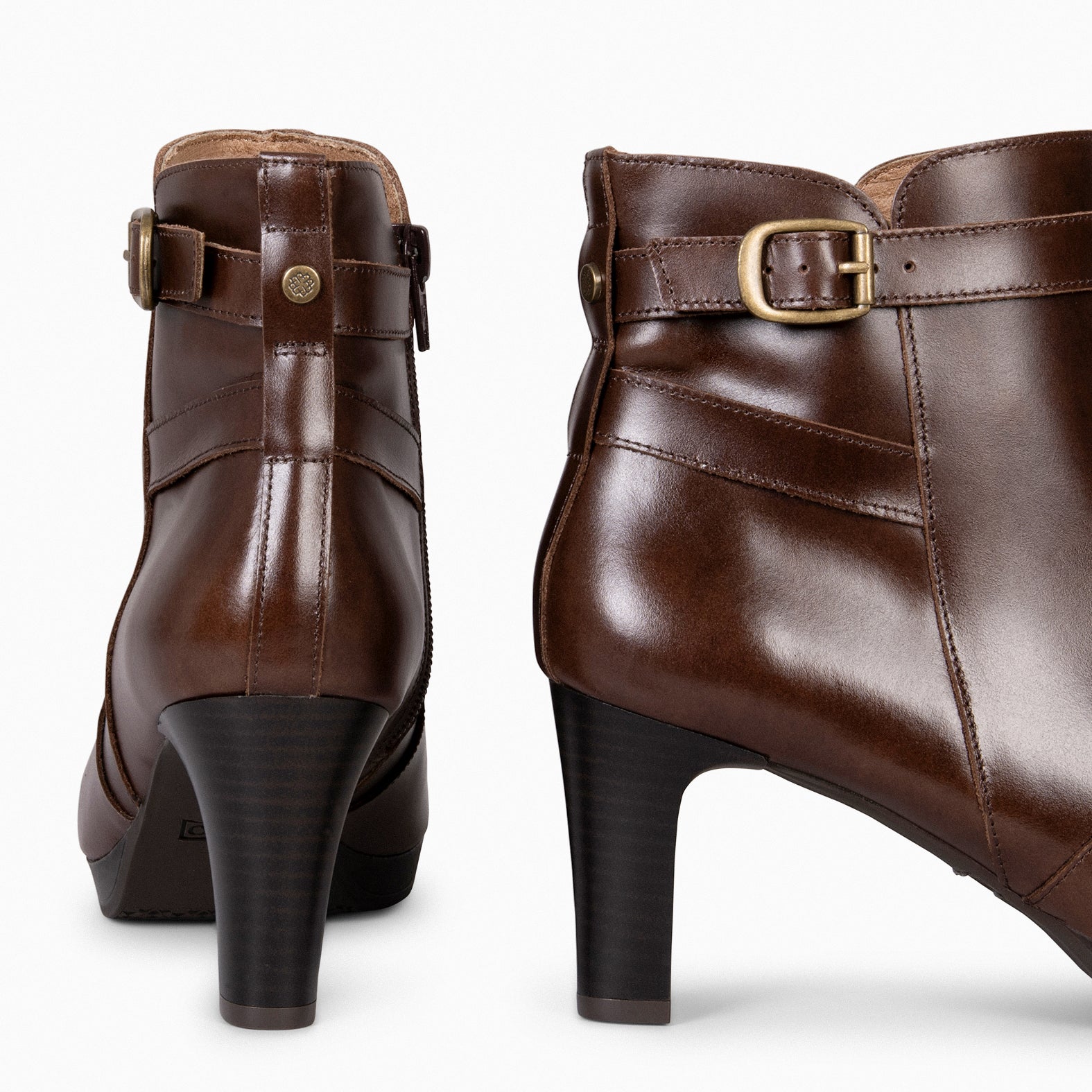 MILAN – BROWN Booties with heel and strap