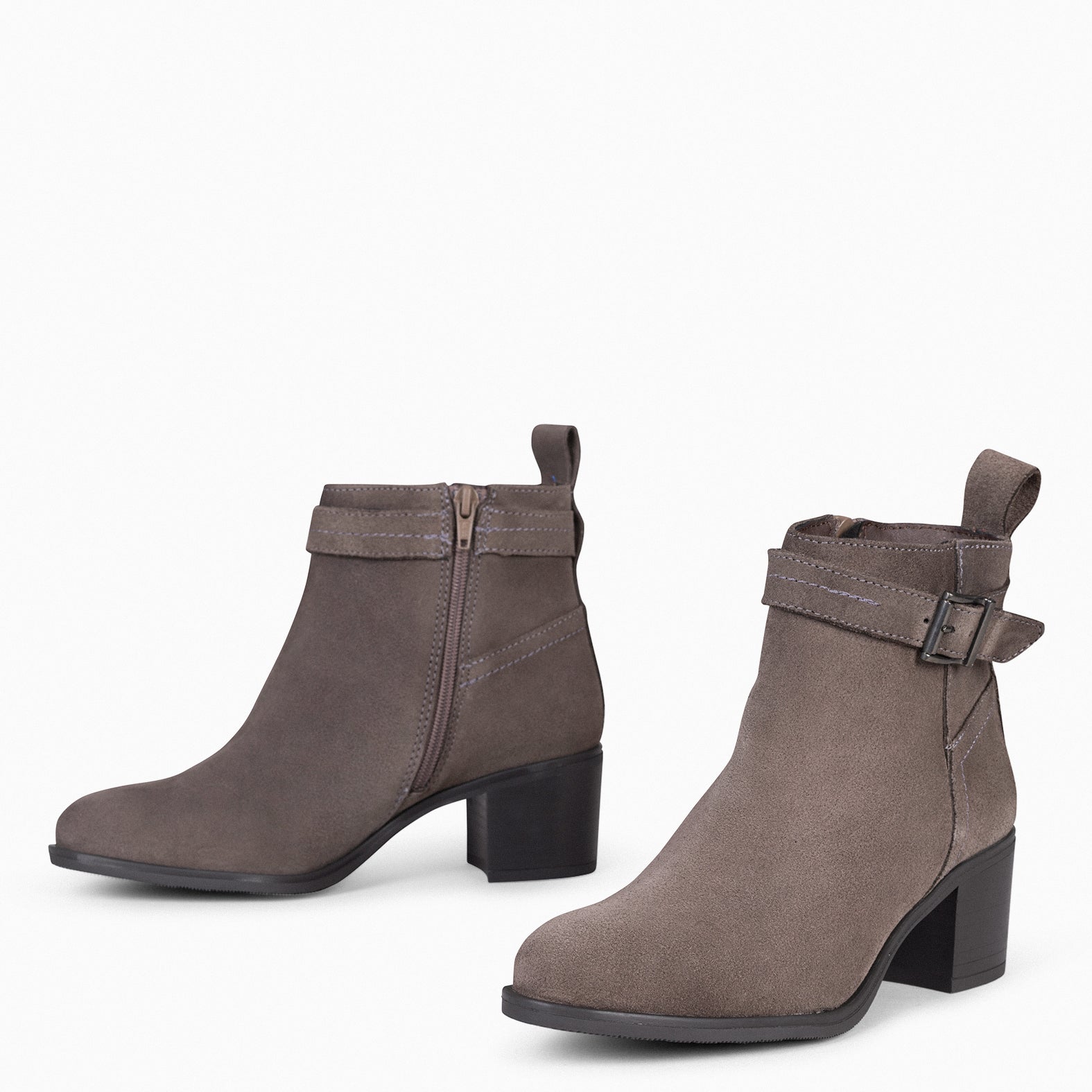 SEATTLE - TAUPE Women suede leather booties 