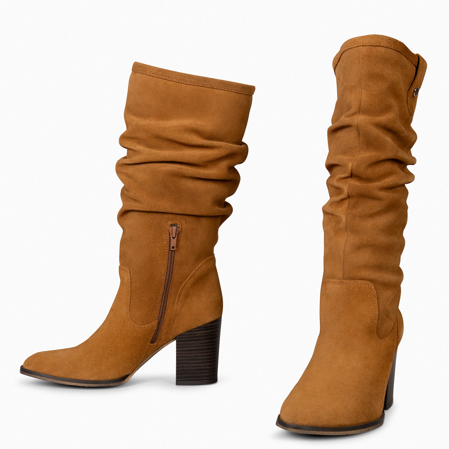 VILNA – CAMEL High boots with high heel 