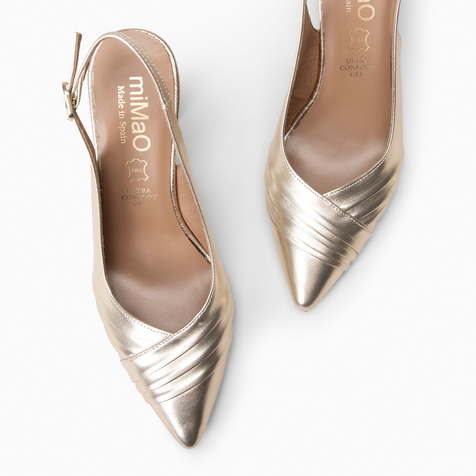 CARLA – Zapato de tacón alto destalonado PLATINO