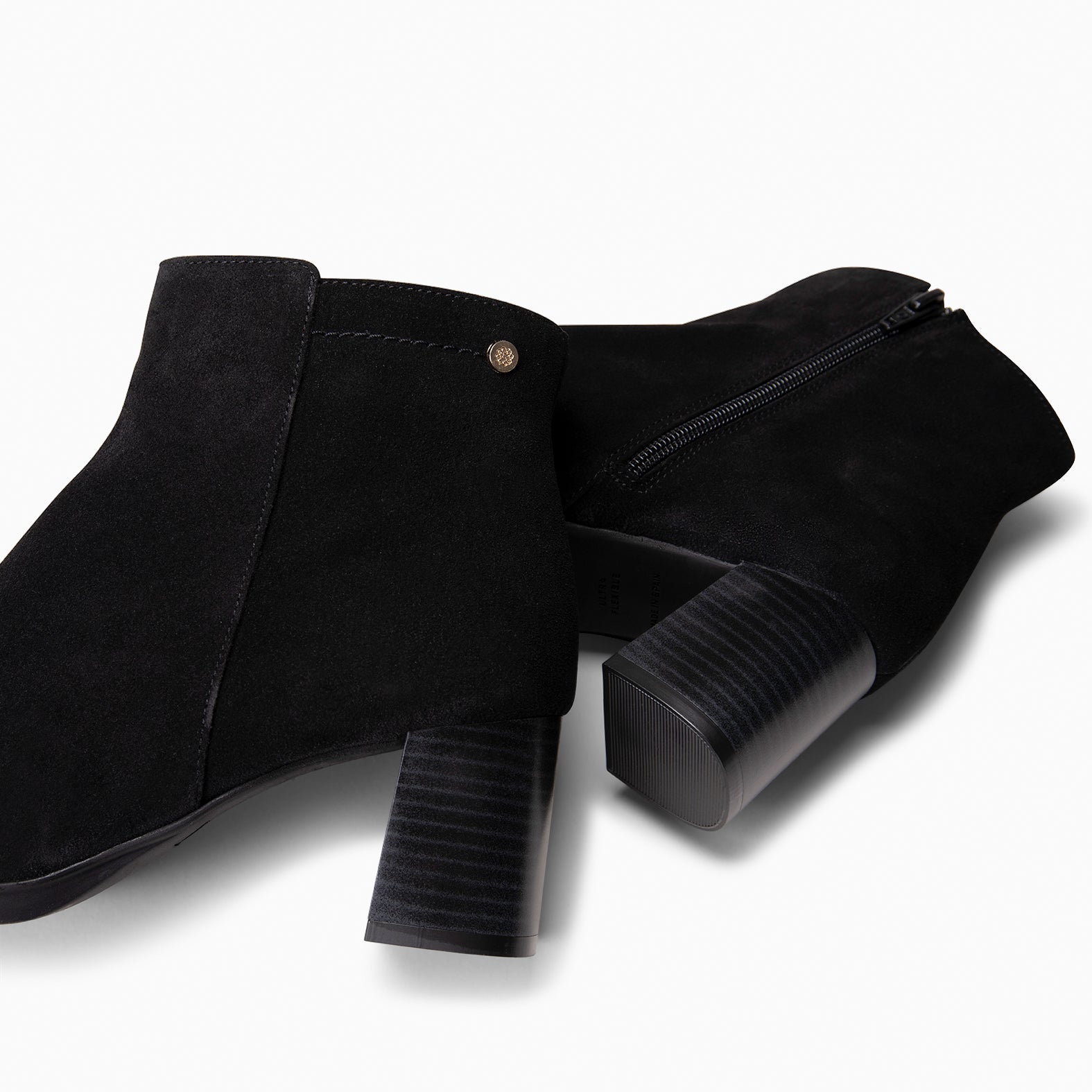 CITY - Botines de tacón ancho y punta fina NEGRO