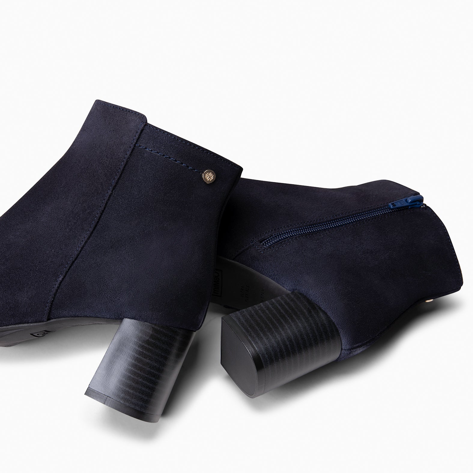 CITY - Botines de tacón ancho y punta fina MARINO