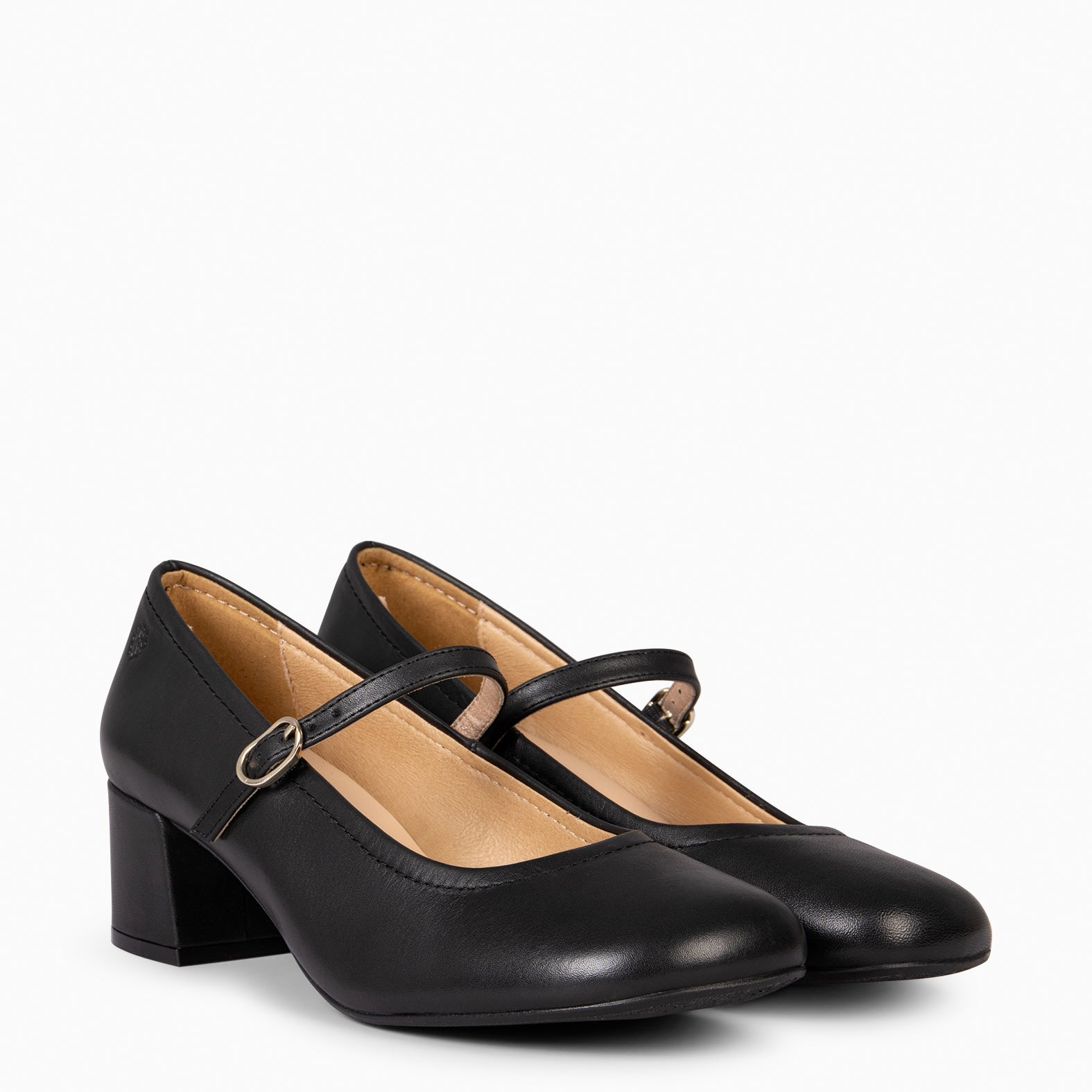 ROSALIA - BLACK MARY-JANES WIDE HEELS BARESOFT 