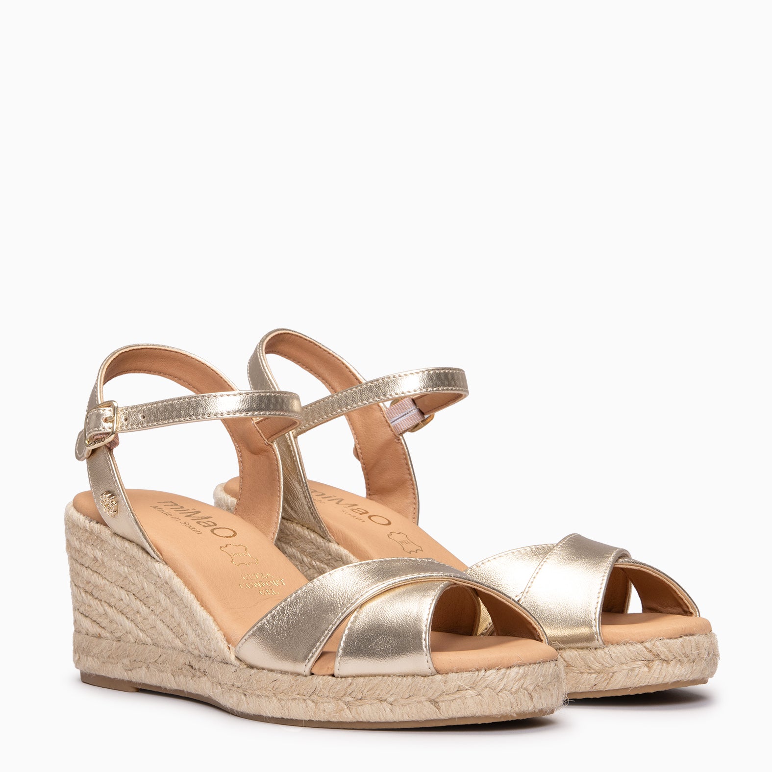 CALPE - Espadrilles à talon en cuir DORÉ