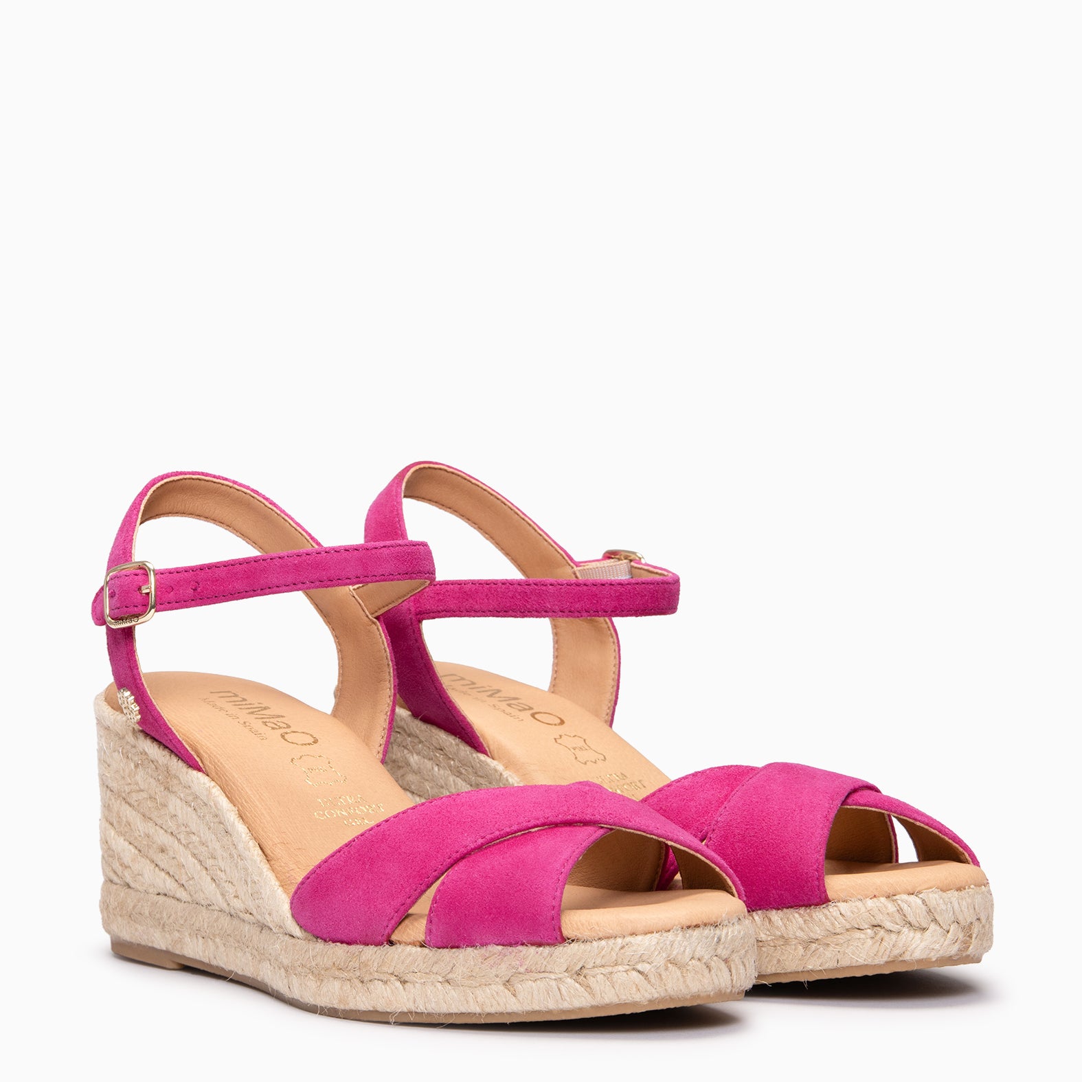 CALPE - Espadrilles à talon en daim FUCHSIA