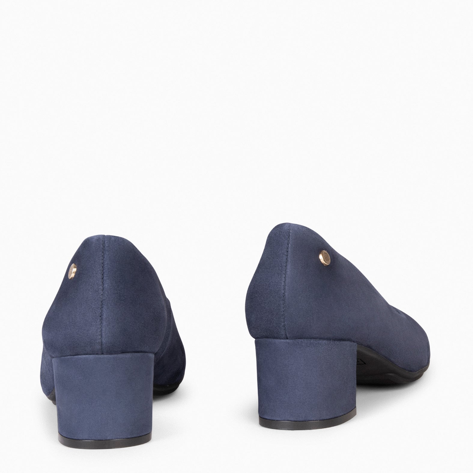 URBAN ROUND – NAVY suede leather low heels