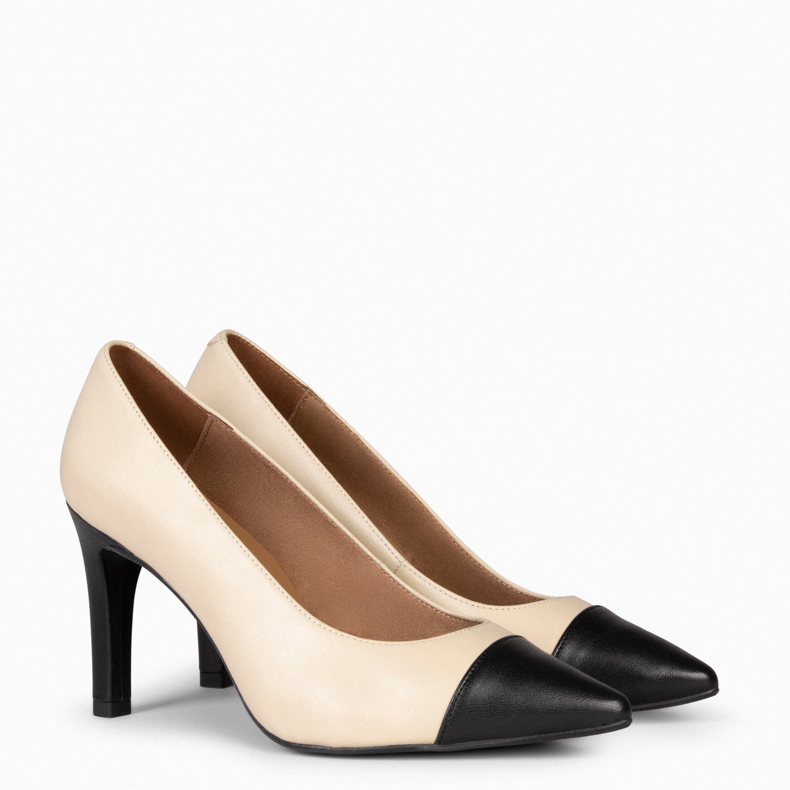 BIANCA – BEIGE High heel with BLACK heel and toe