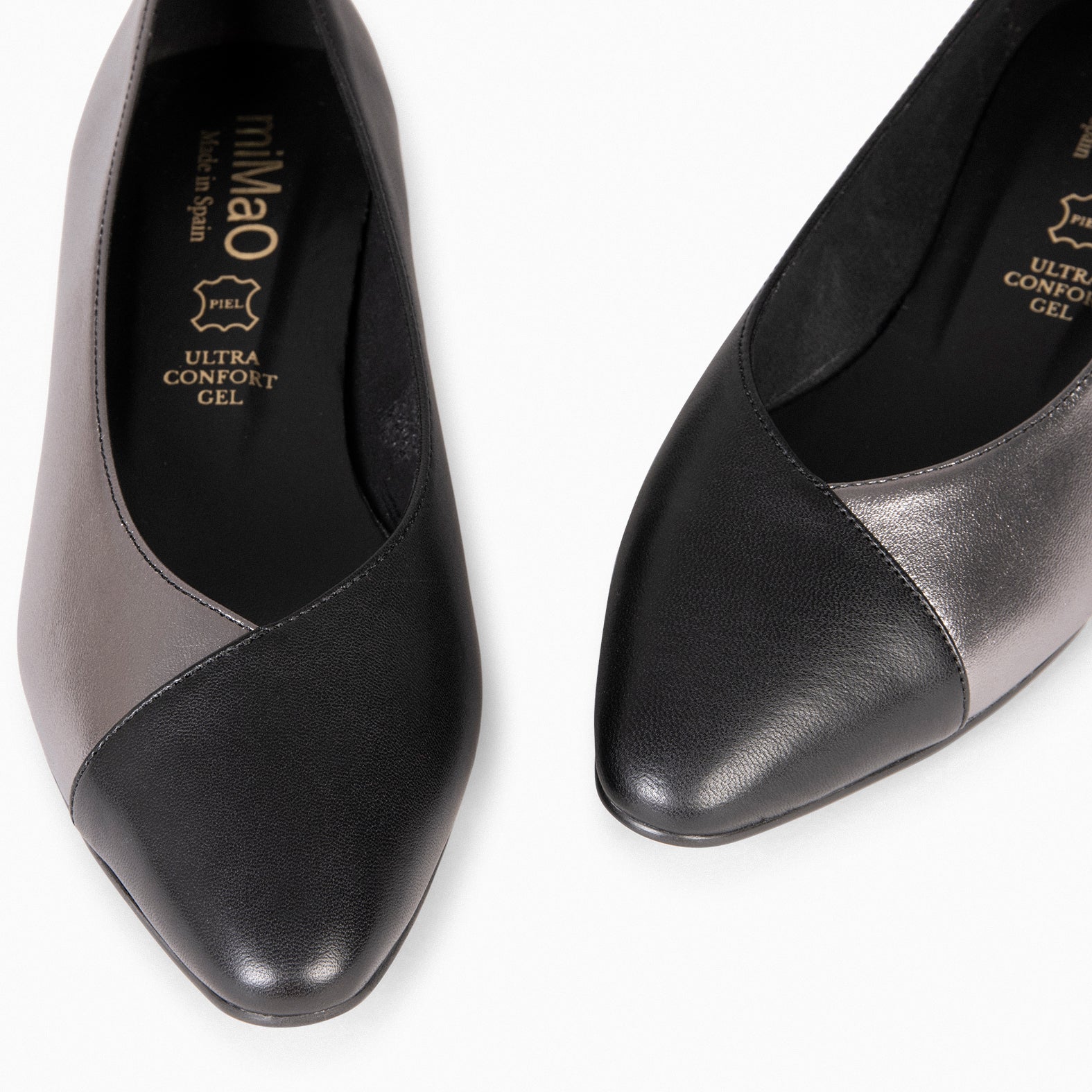 KATE – METALLIC and BLACK Low Heel Ballerinas