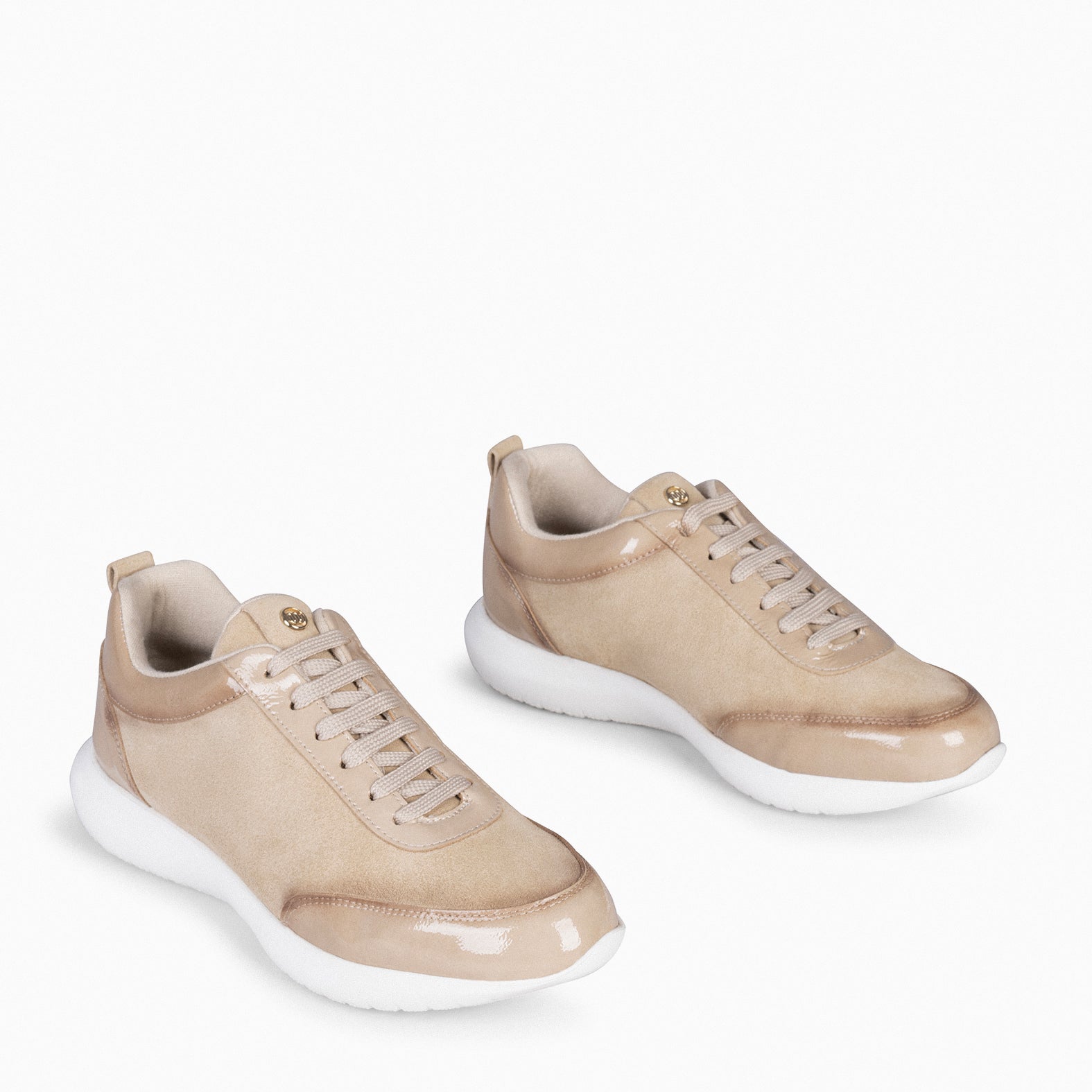 LOIRA - BEIGE Sneakers with Patent Leather