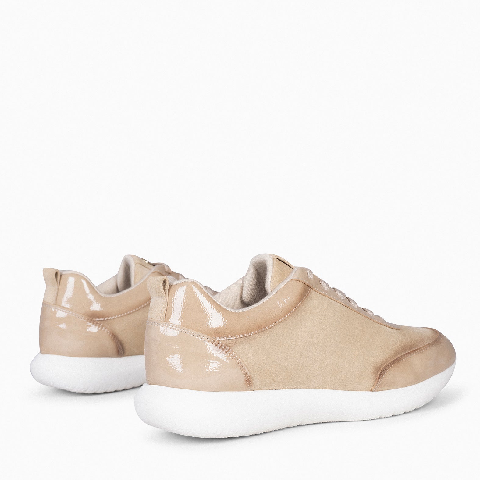 LOIRA - BEIGE Sneakers with Patent Leather