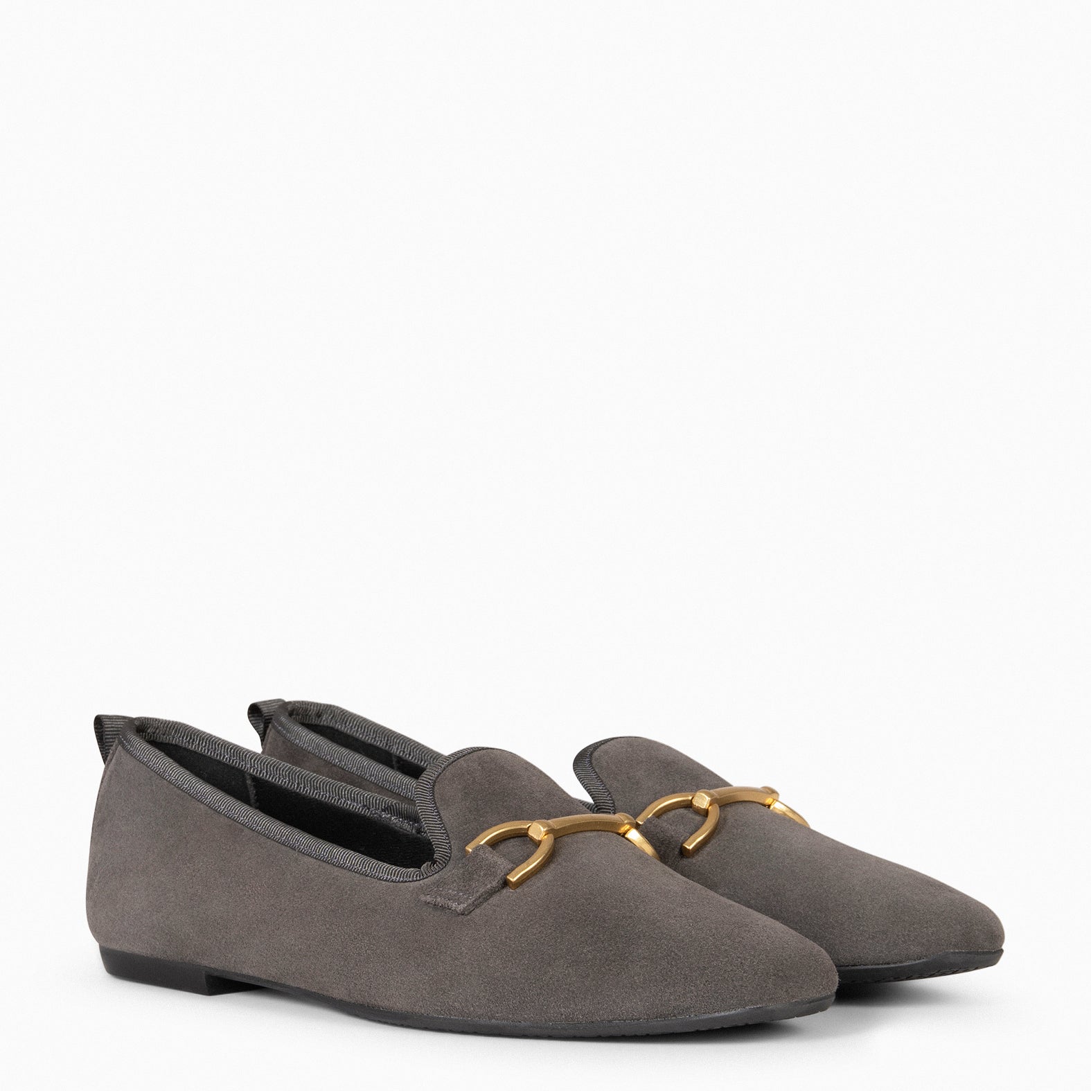 SLIPPER – Chaussures plates en daim GRIS