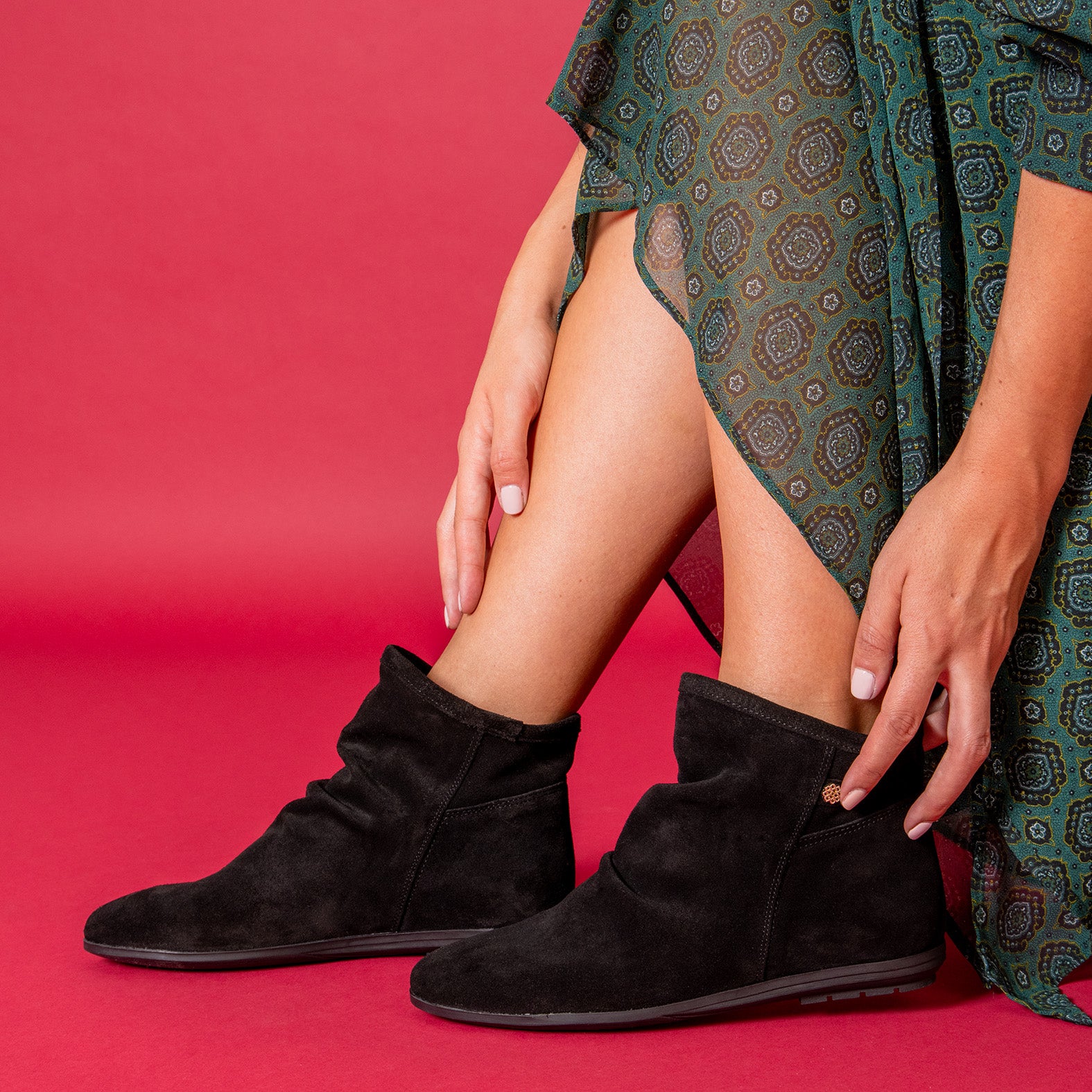 CHESS - Botines de ante con caña fruncida MARRON