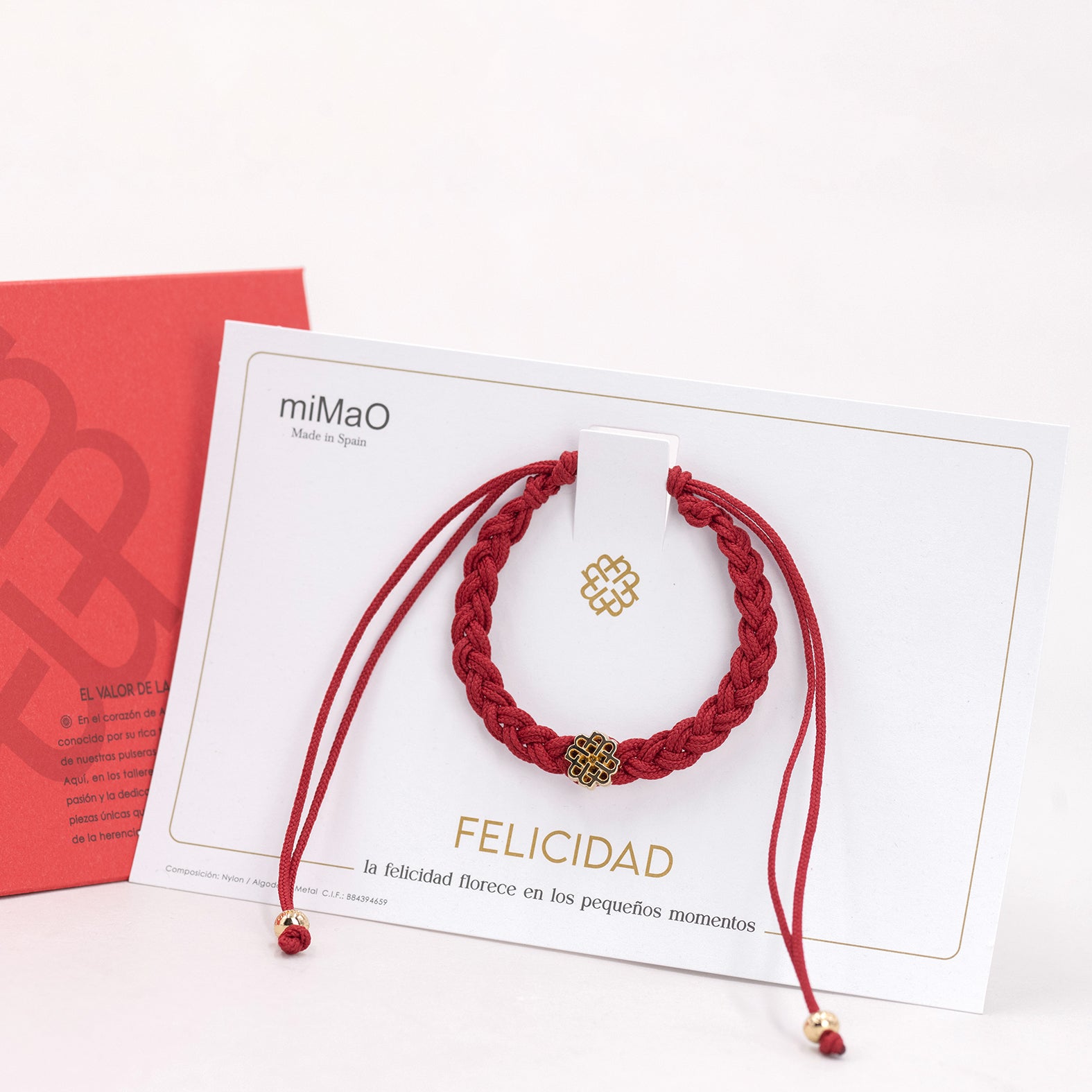 PULSERA ROJA DE LA FELICIDAD ORO