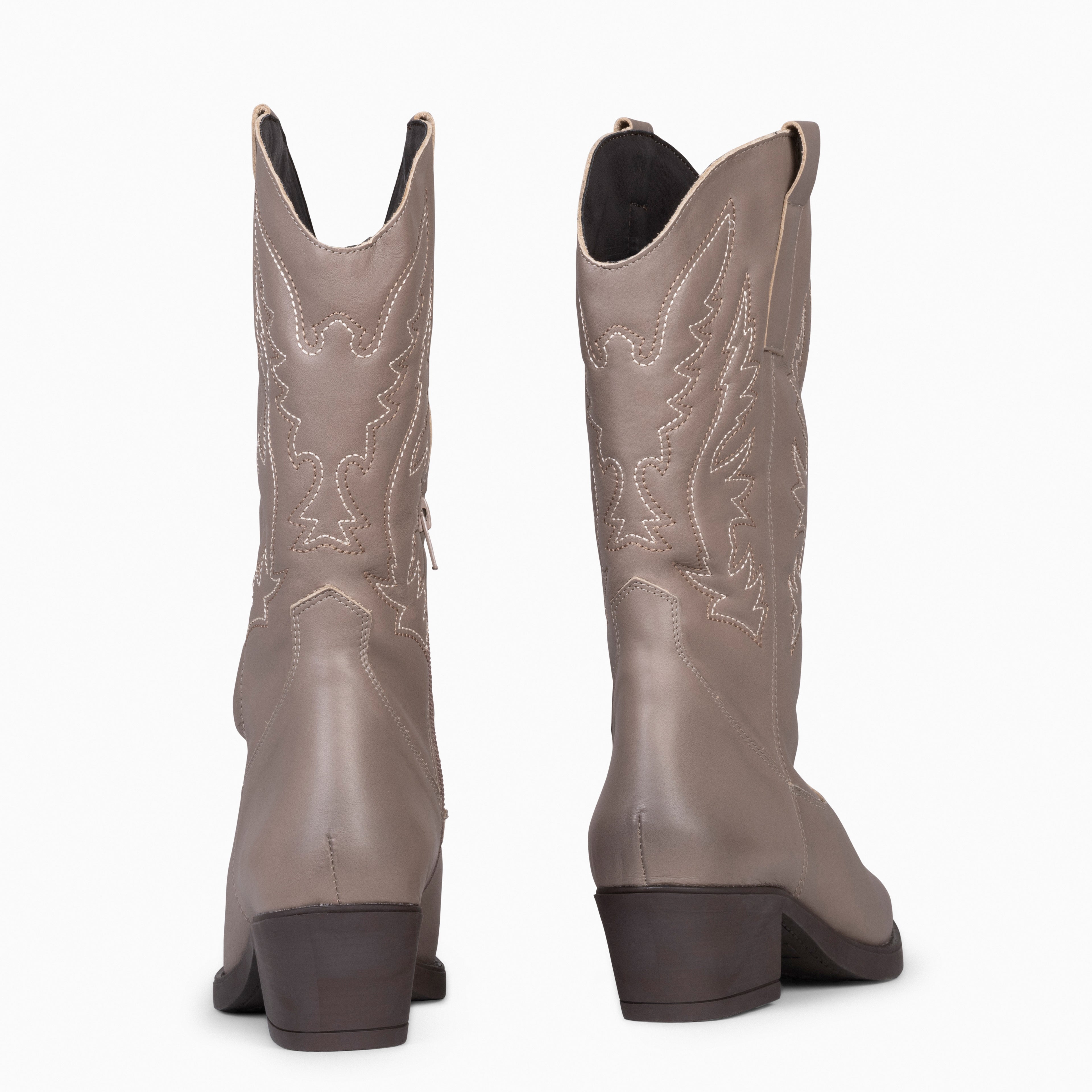 UTAH Bottes Cowboy brodées TAUPE miMaO ® - Main Image