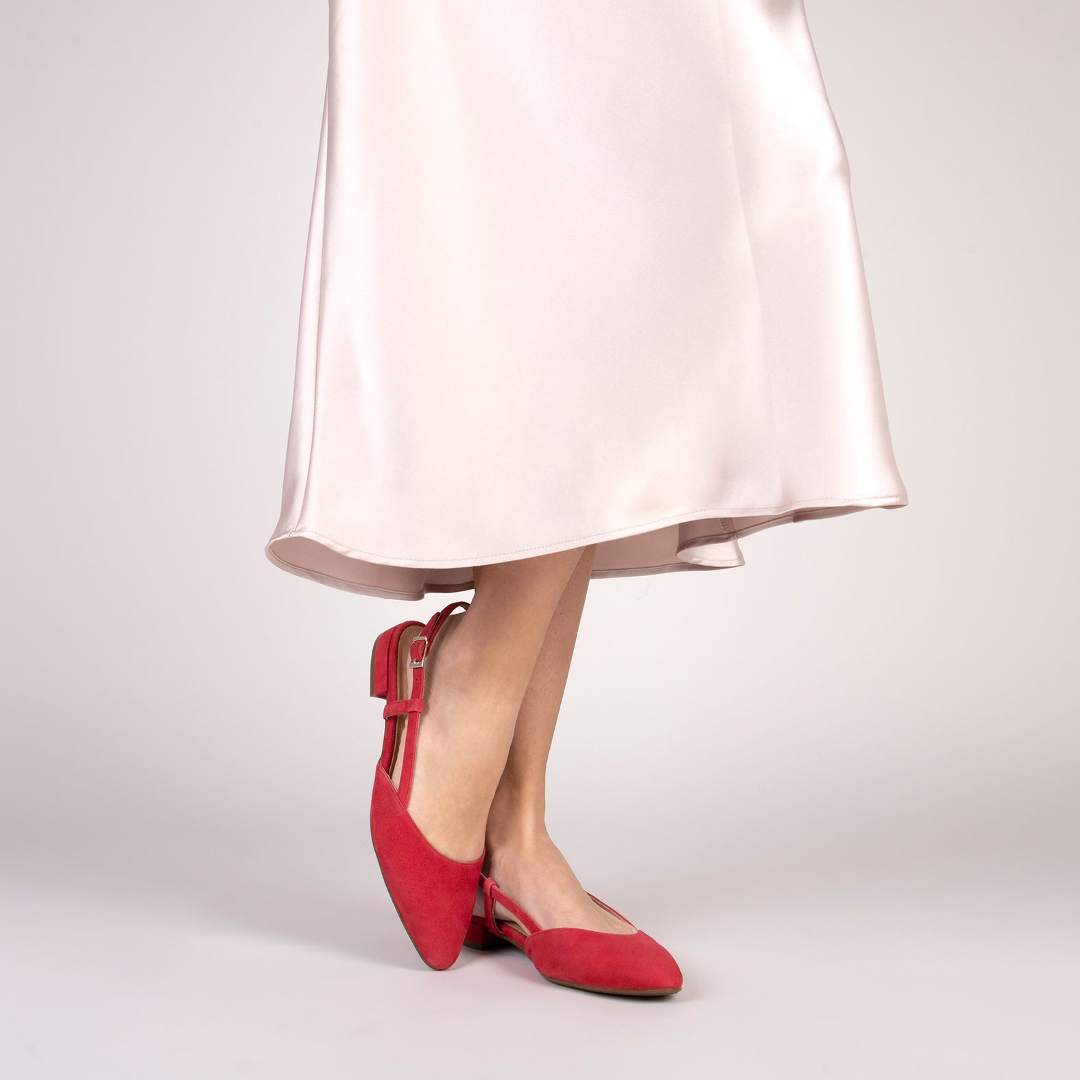 BRUNCH – Chaussures Slingbacks plates ROUGE