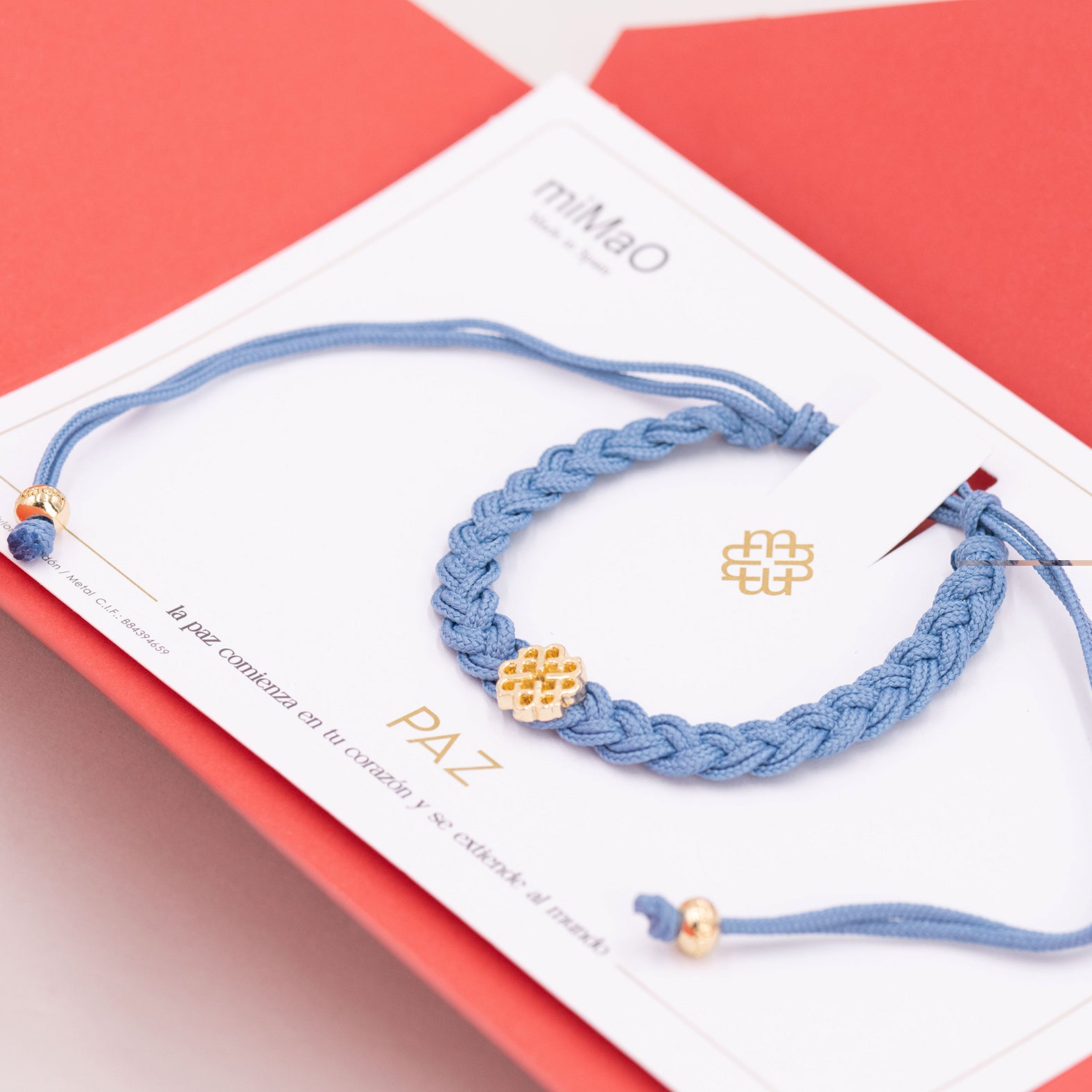 BRACELET BLEU CIEL ET OR, SYMBOLE DE PAIX