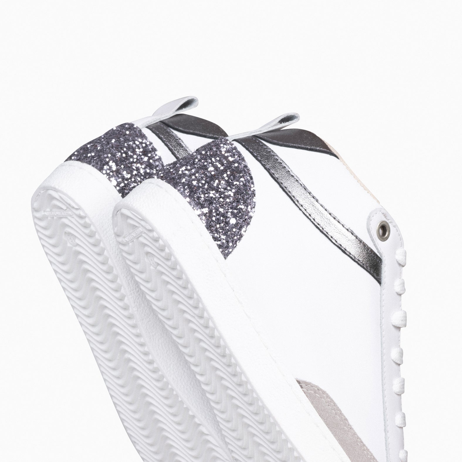 RACHEL Baskets talon compens int rieur BLANC et GLITTER