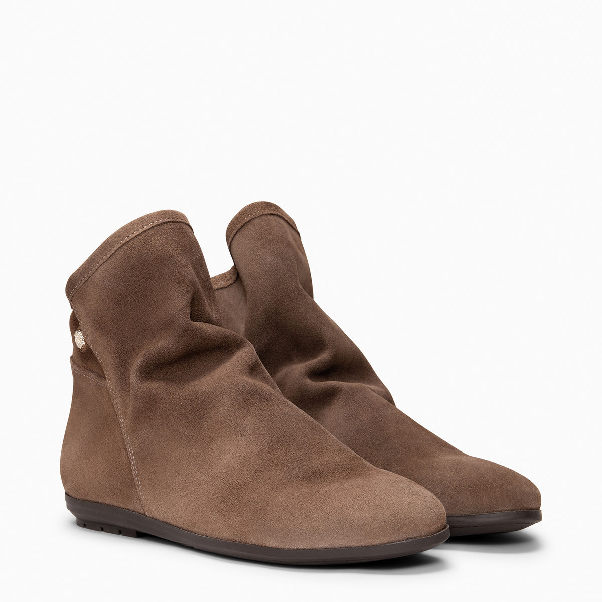 CHESS - Botins de camurça com cano franzido TAUPE