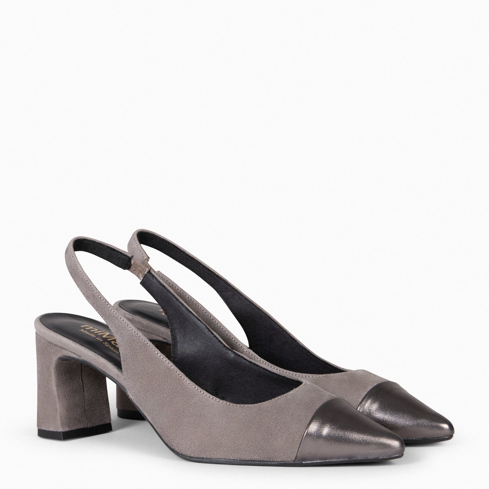 DIANA – Slingbacks à talon et bride élastique GRIS ARGENTÉ