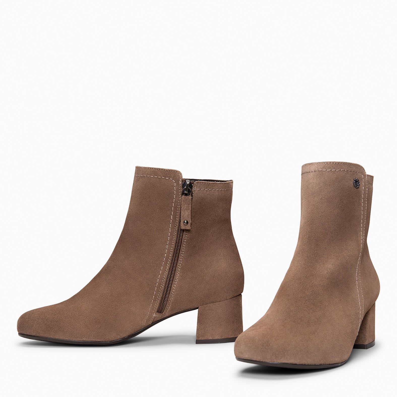 COLMAR - Botines elegantes de piel TAUPE