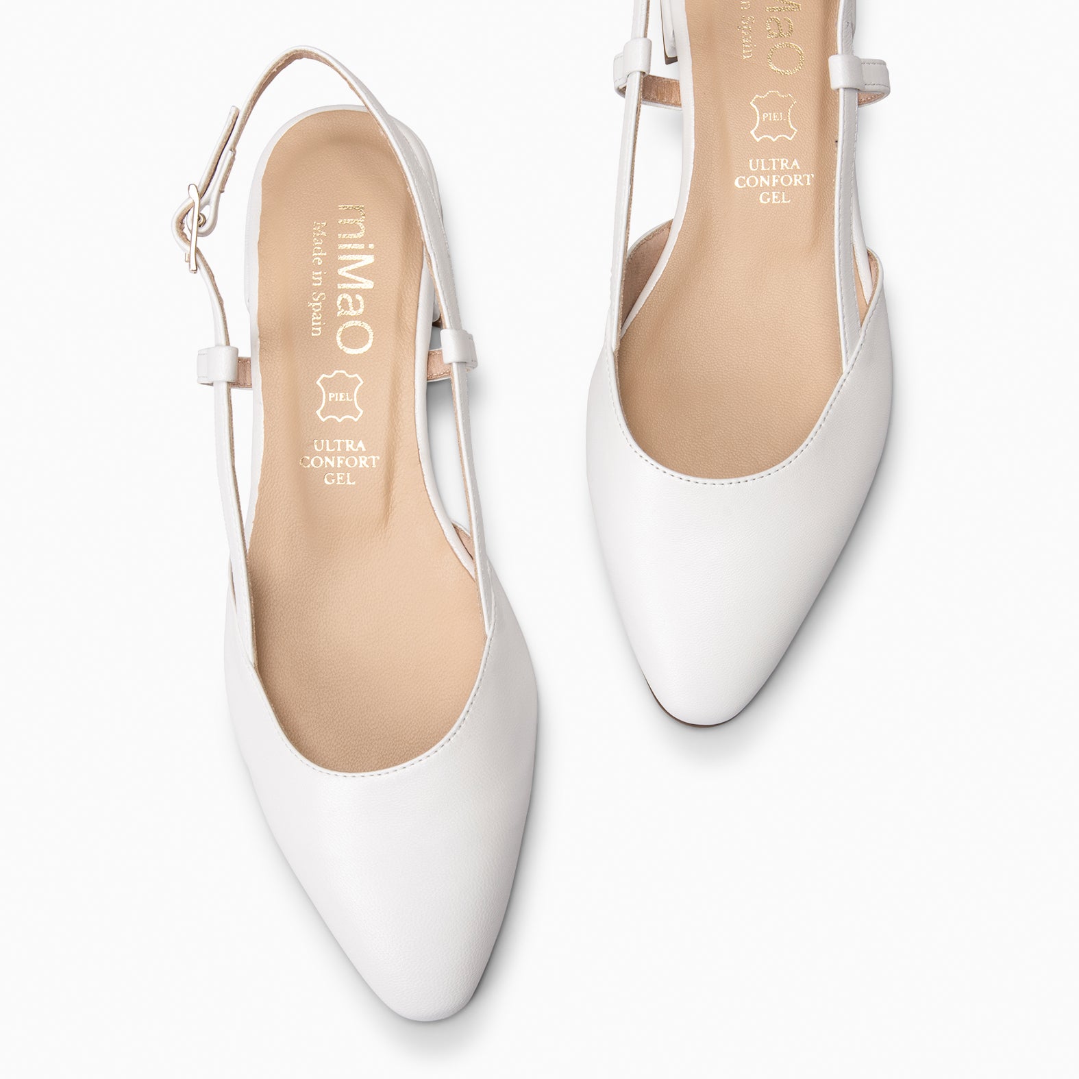 BRUNCH - Slingbacks à petit talon en cuir NACRE