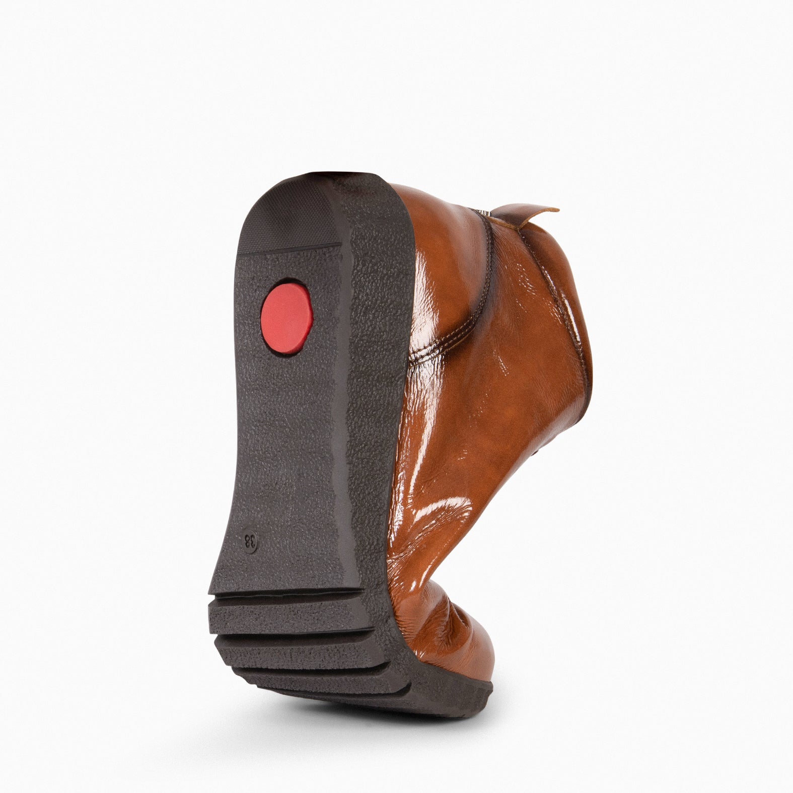 FLEXY - BROWN patent leather ankle-sneakers