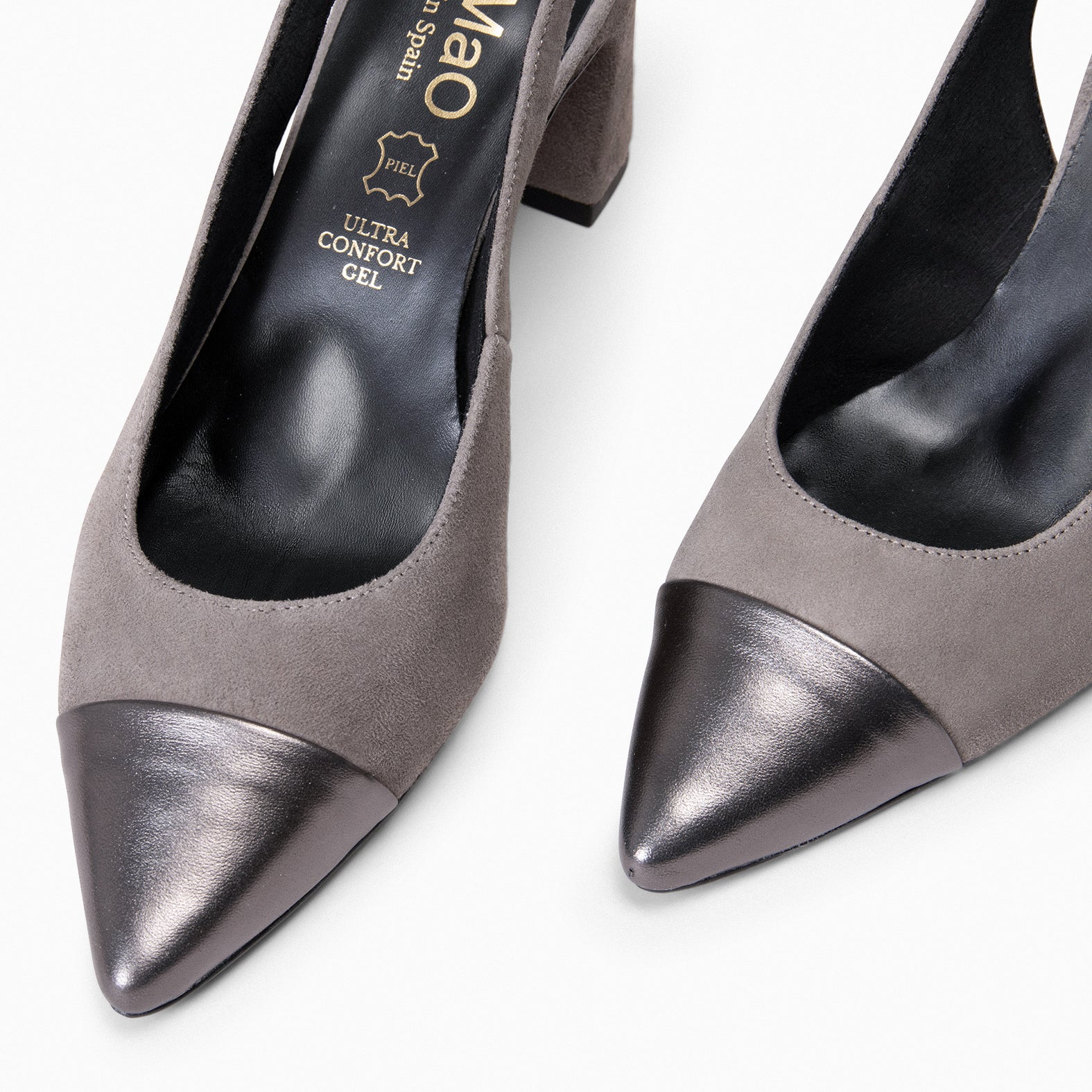 DIANA – Slingbacks à talon et bride élastique GRIS ARGENTÉ