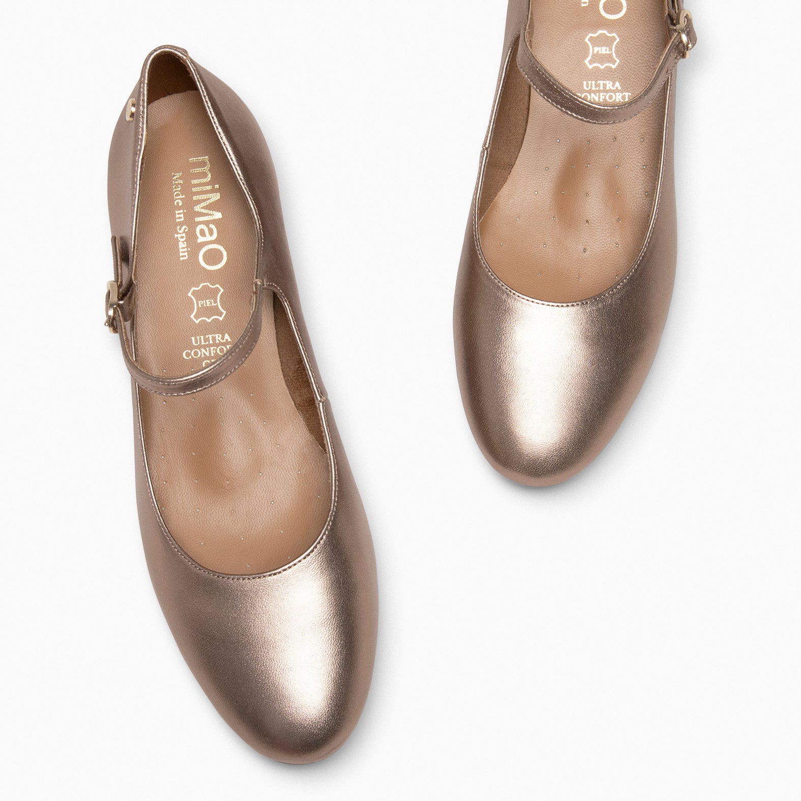 NORA – GOLDEN Mary-jane with low heel