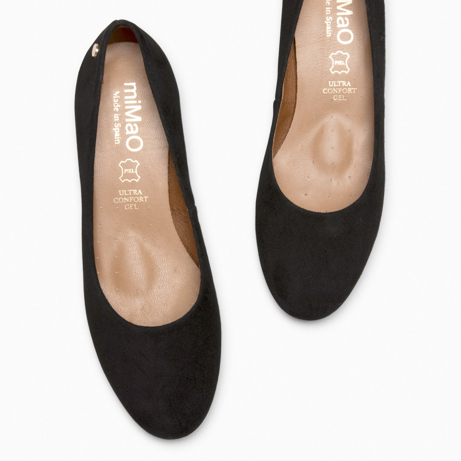 URBAN ROUND - BLACK suede leather low heels