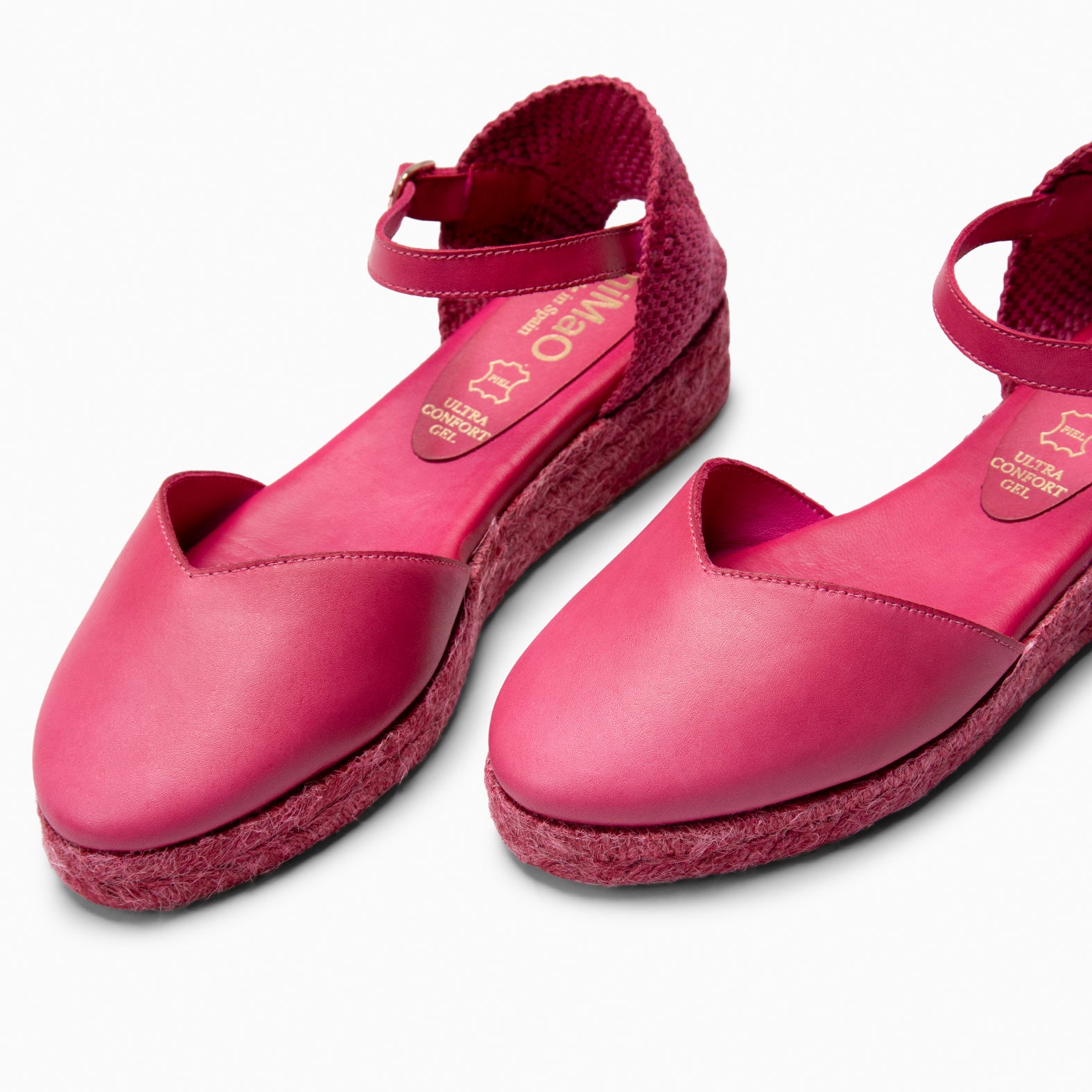 PRAVIA - Cuña de esparto con tintado natural FUCSIA