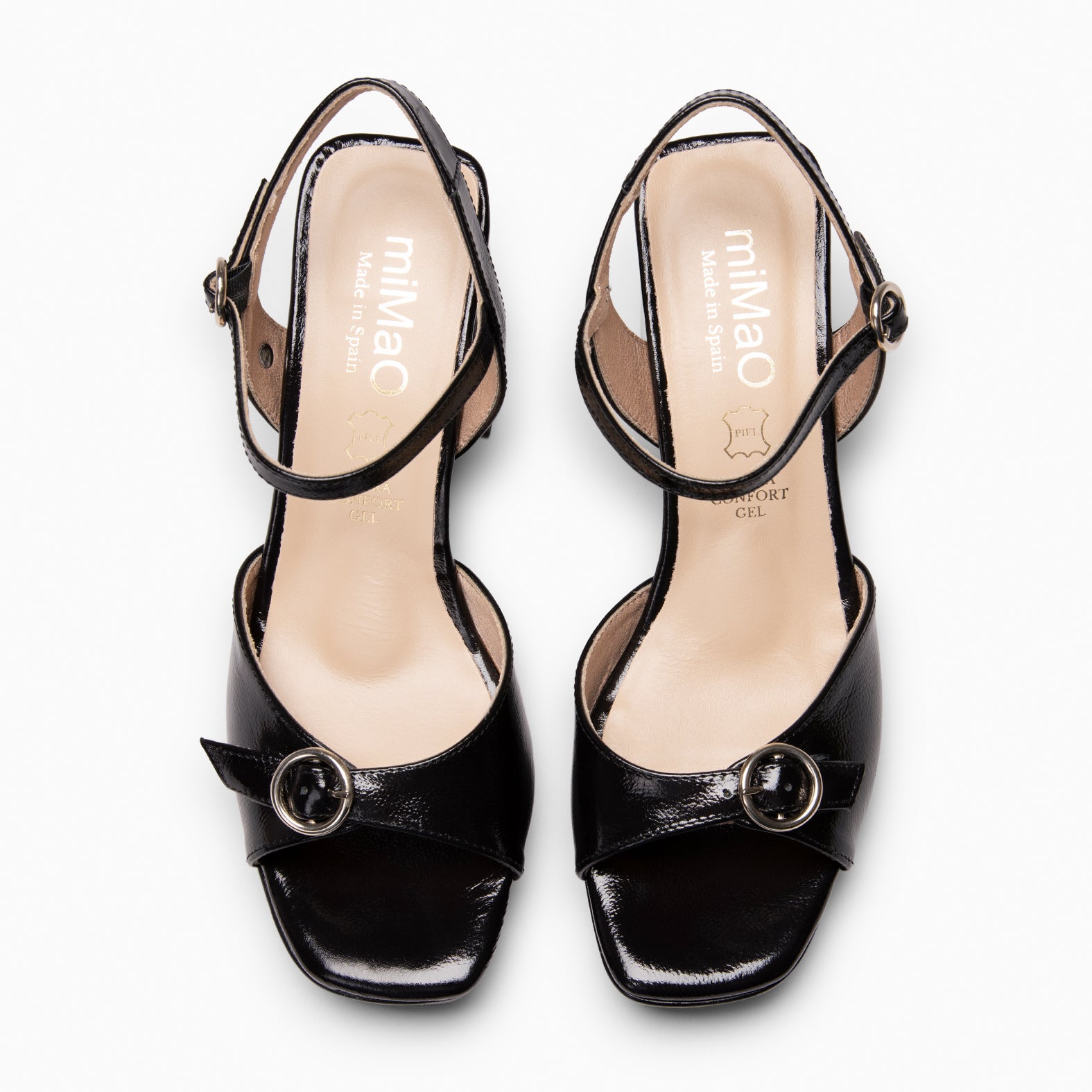 OLIVIA - BLACK High-heel sandals with adjustable strap