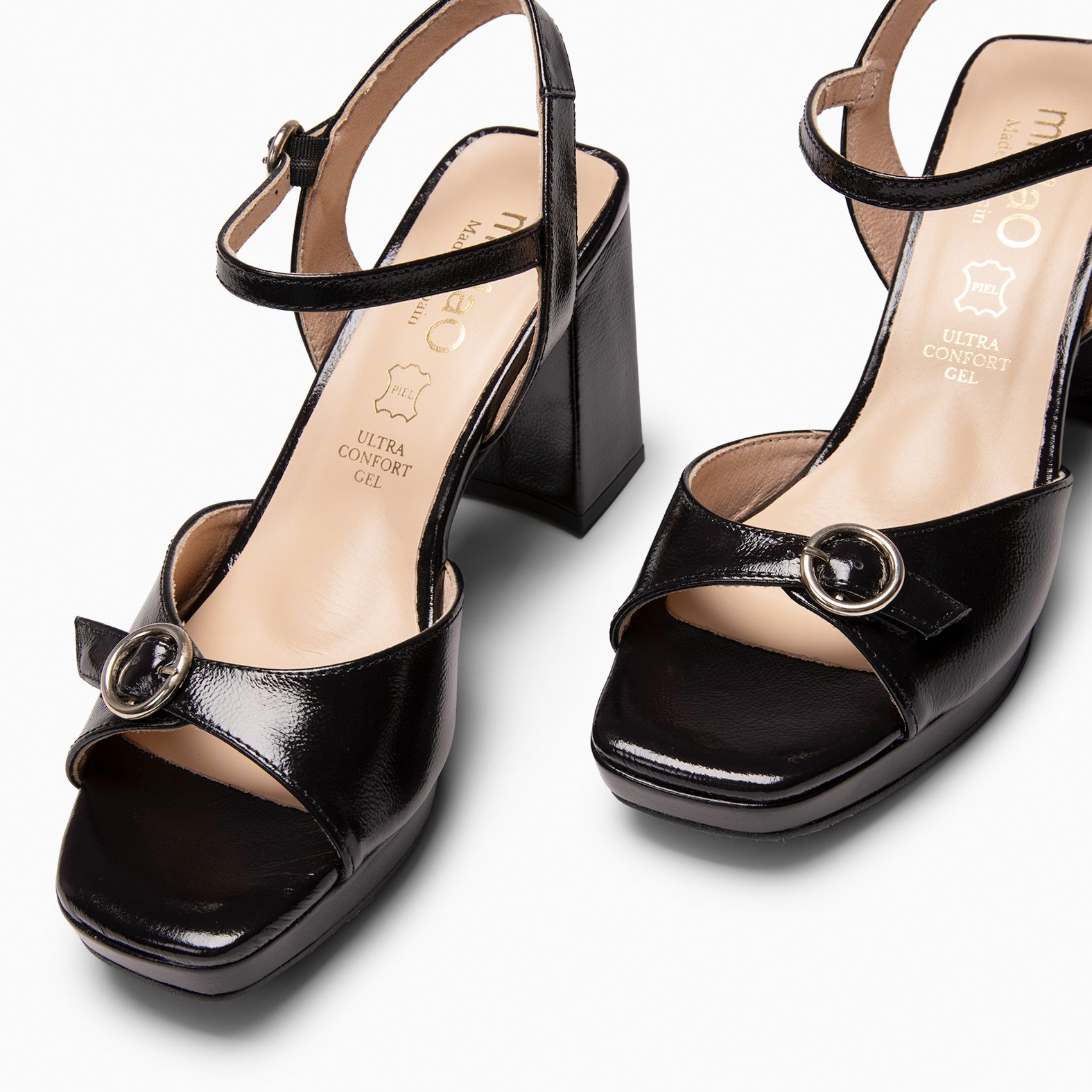 OLIVIA - BLACK High-heel sandals with adjustable strap