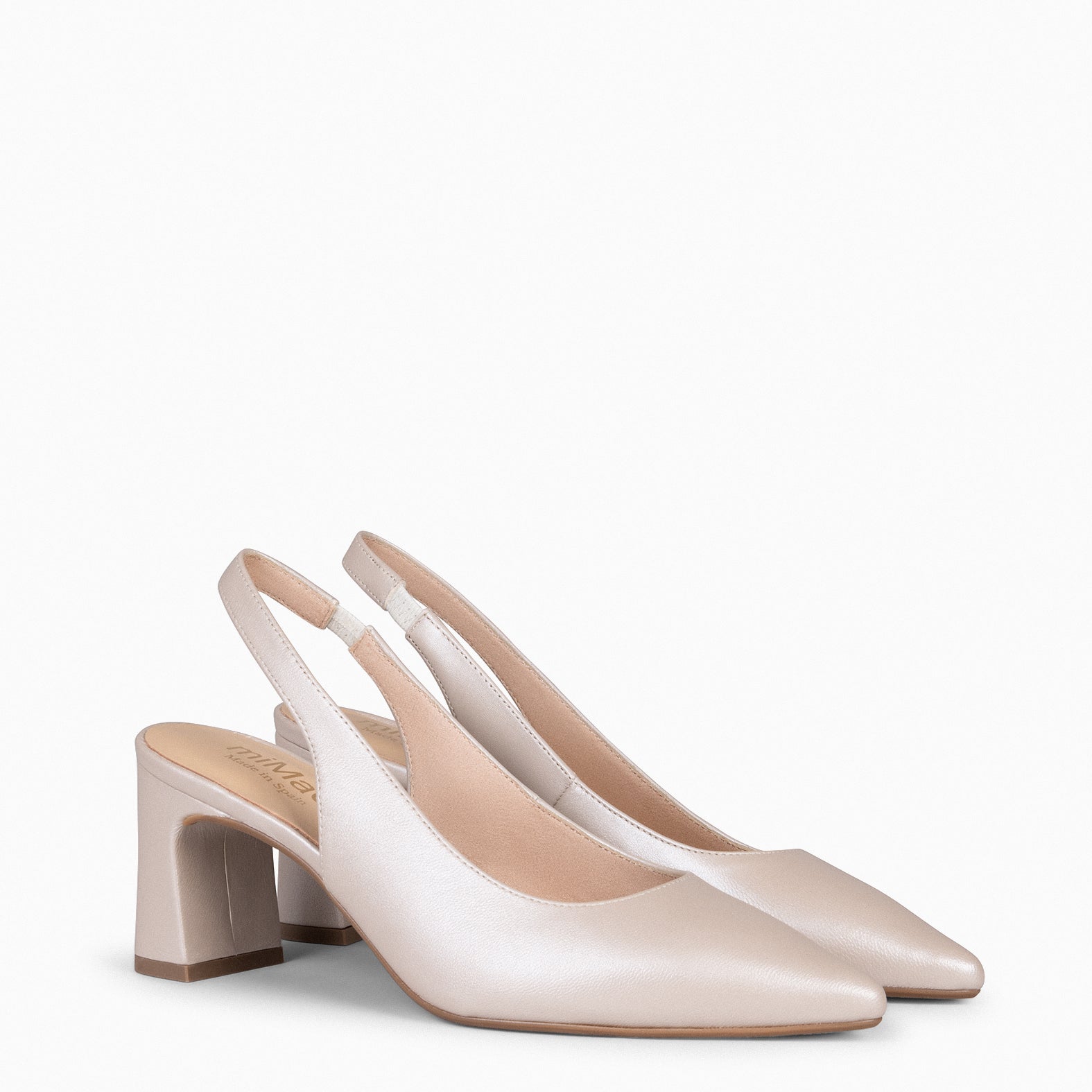 MIRIAM - Chaussures slingbacks en cuir CHAMPAGNE