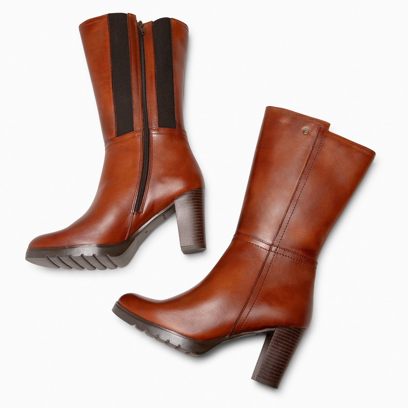 ARIANA XL - Botas de tacón y plataforma altas de piel MARRON