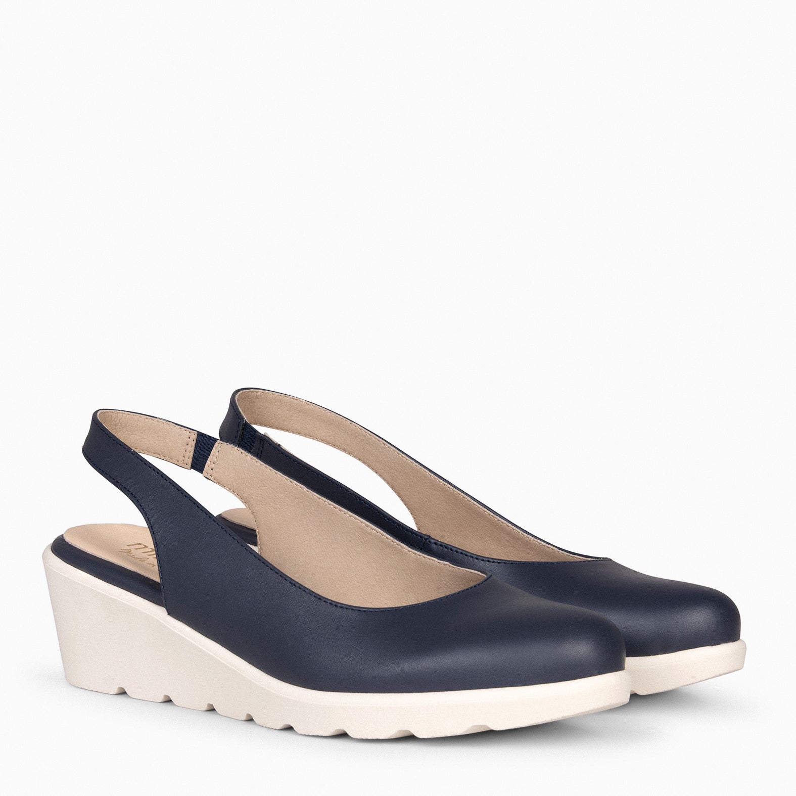 CLARISSE – NAVY WEDGE SLINGBACK SHOES