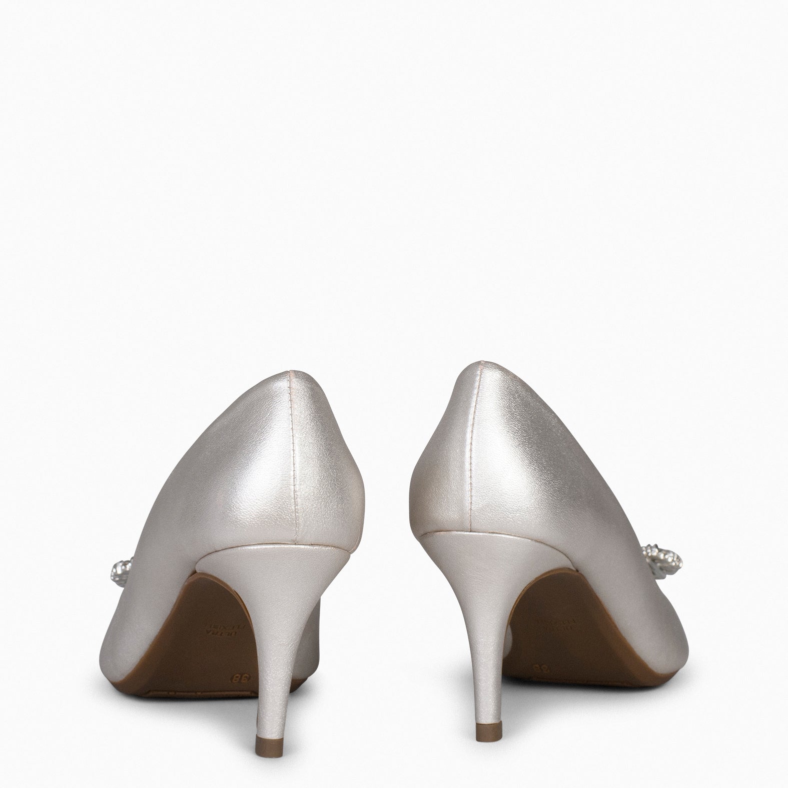 ELLA – SILVER stiletto heels with brooch