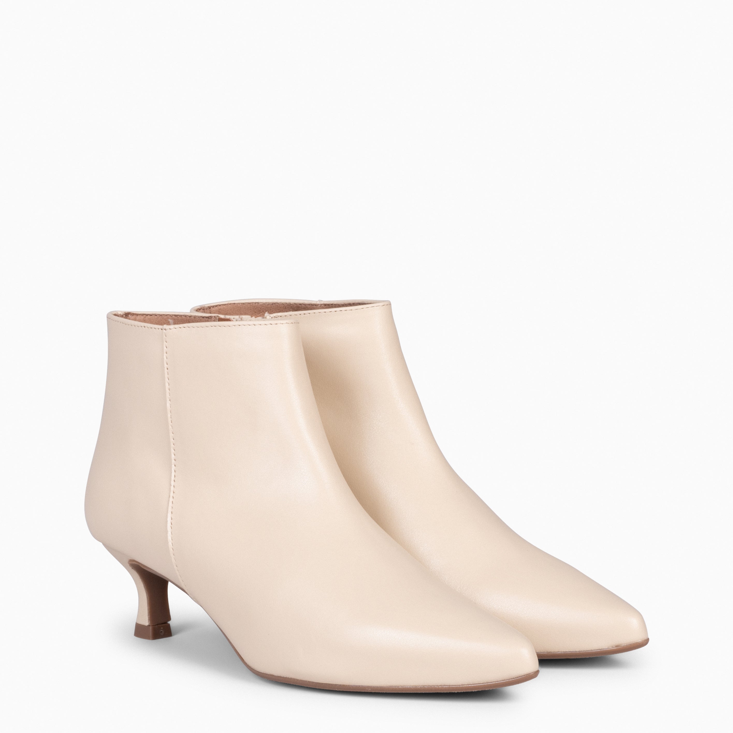 Beige low 2025 heel booties