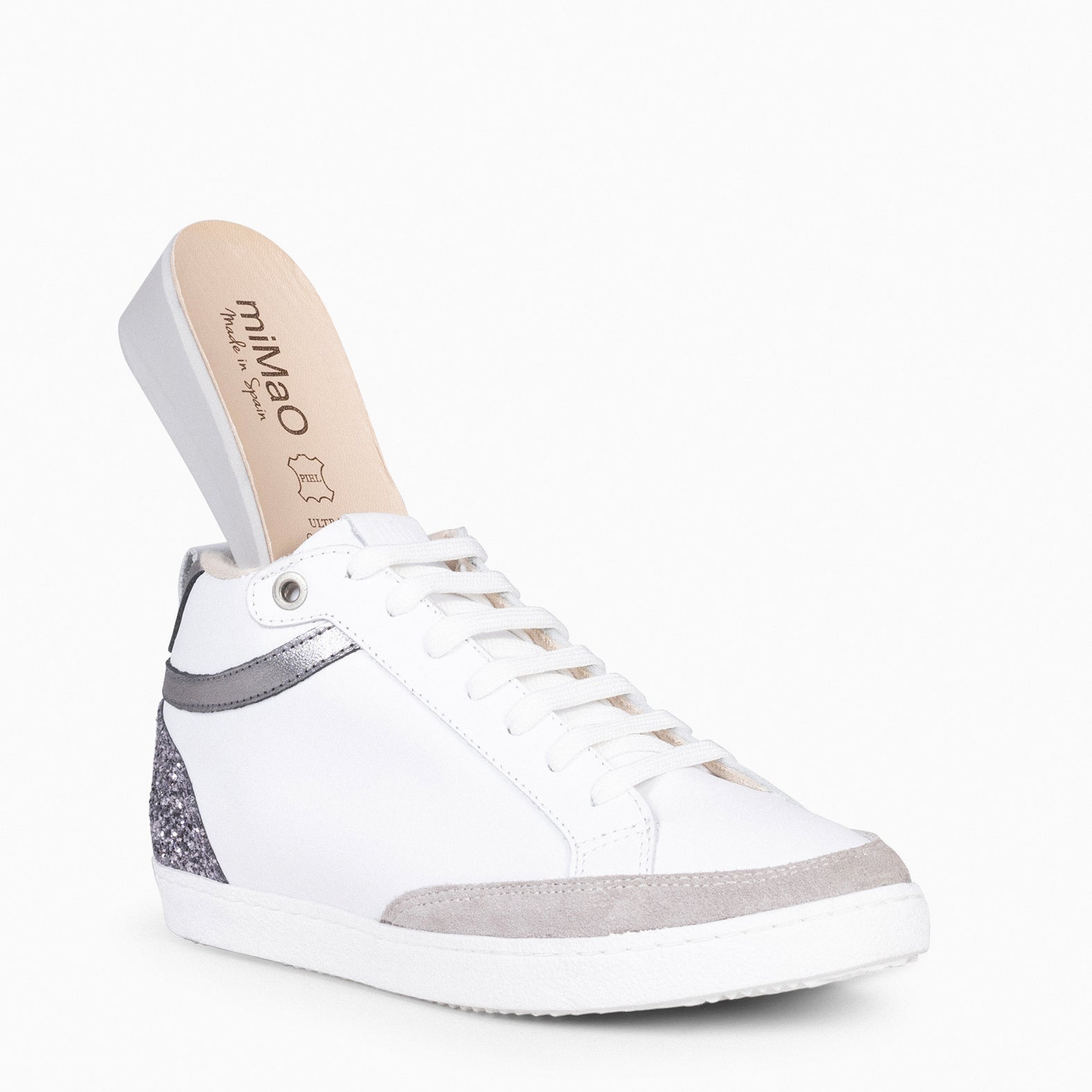 RACHEL – WHITE GLITTER Women wedge sneakers 