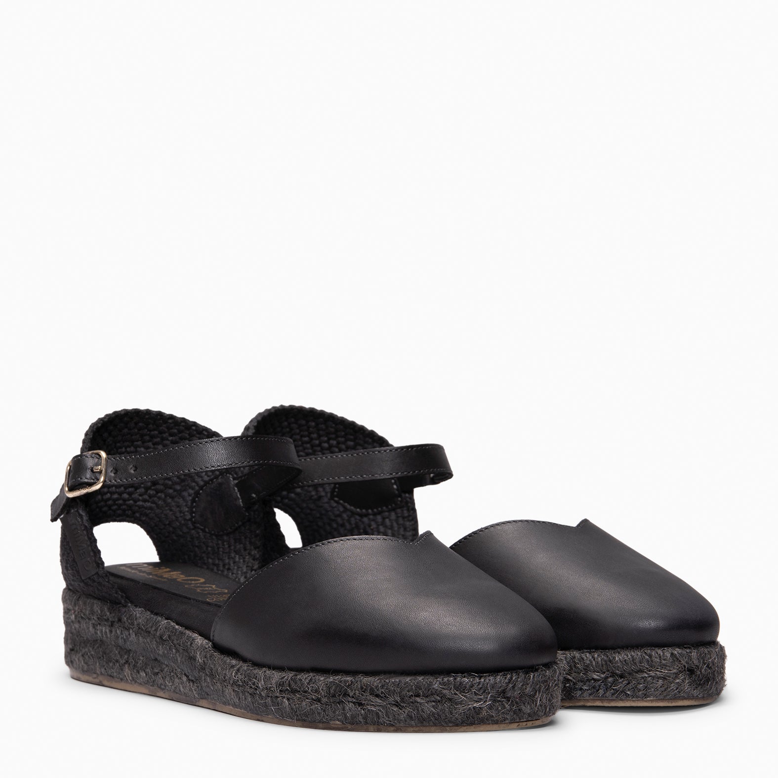 PRAVIA - Espadrilles à petit talon NOIR (teinture naturelle par immersion) 