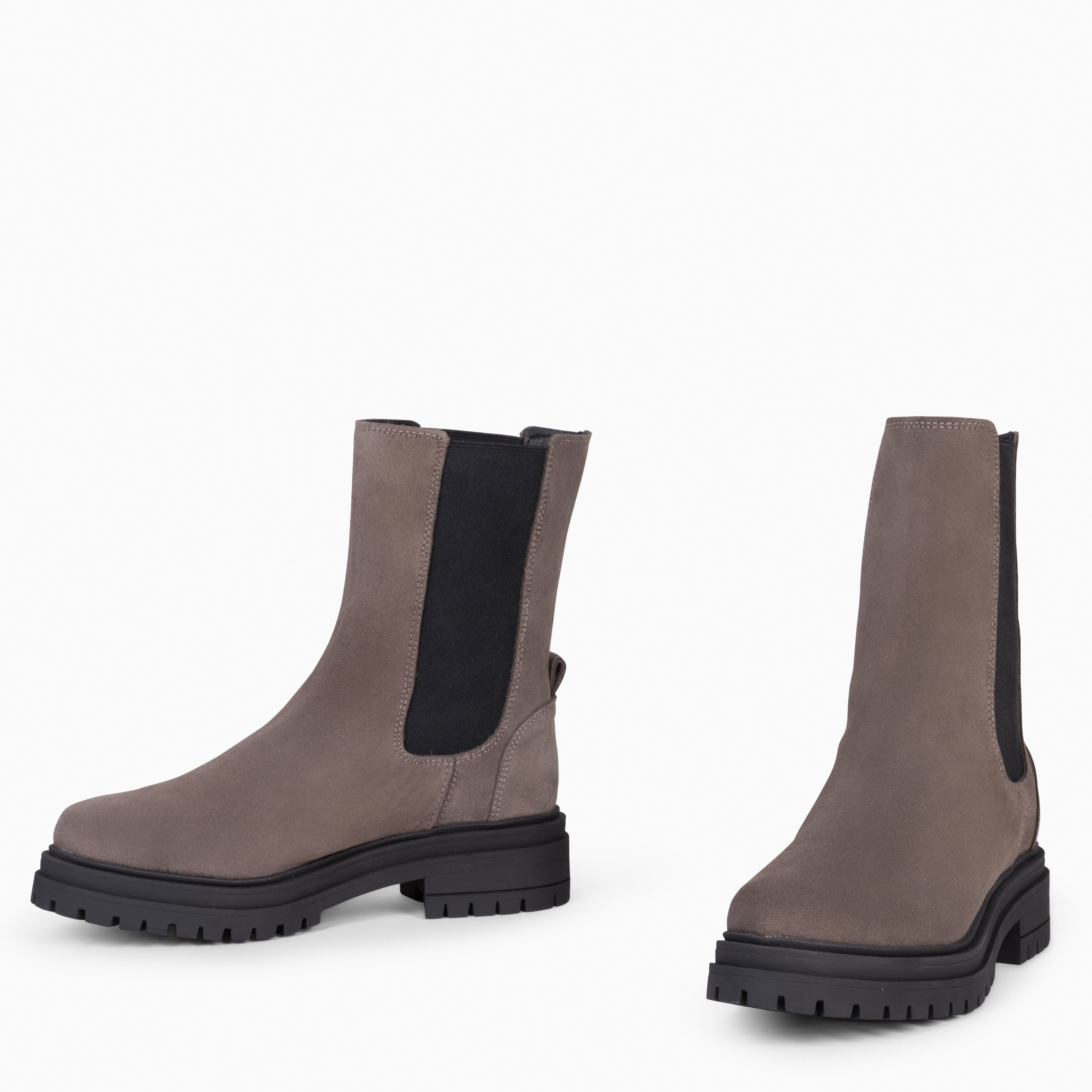 STANFORD – TAUPE Chelsea Boots with Track Platform