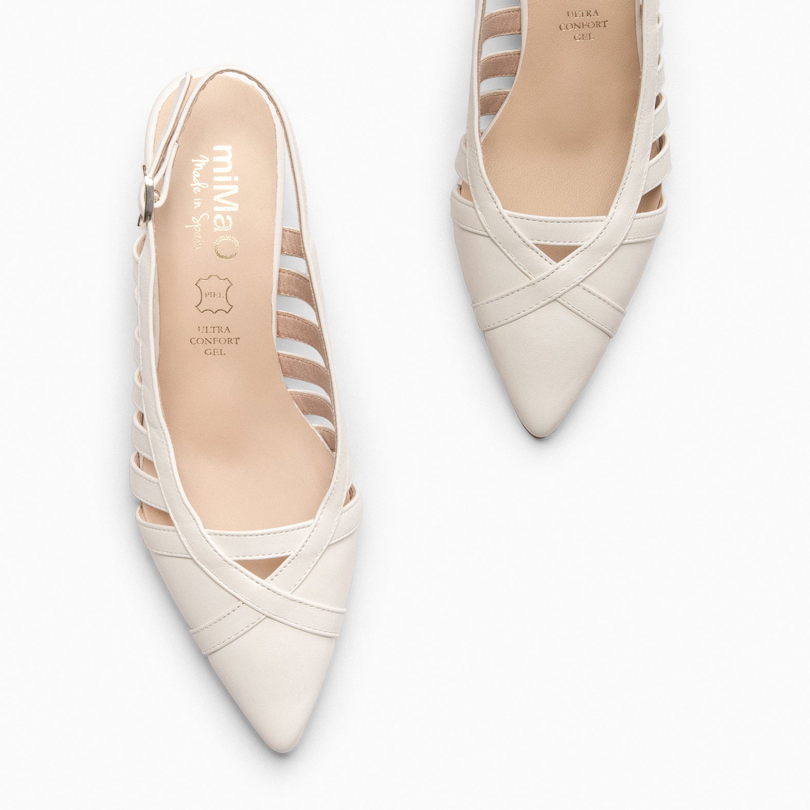 JADE – WHITE slingback kitten heels