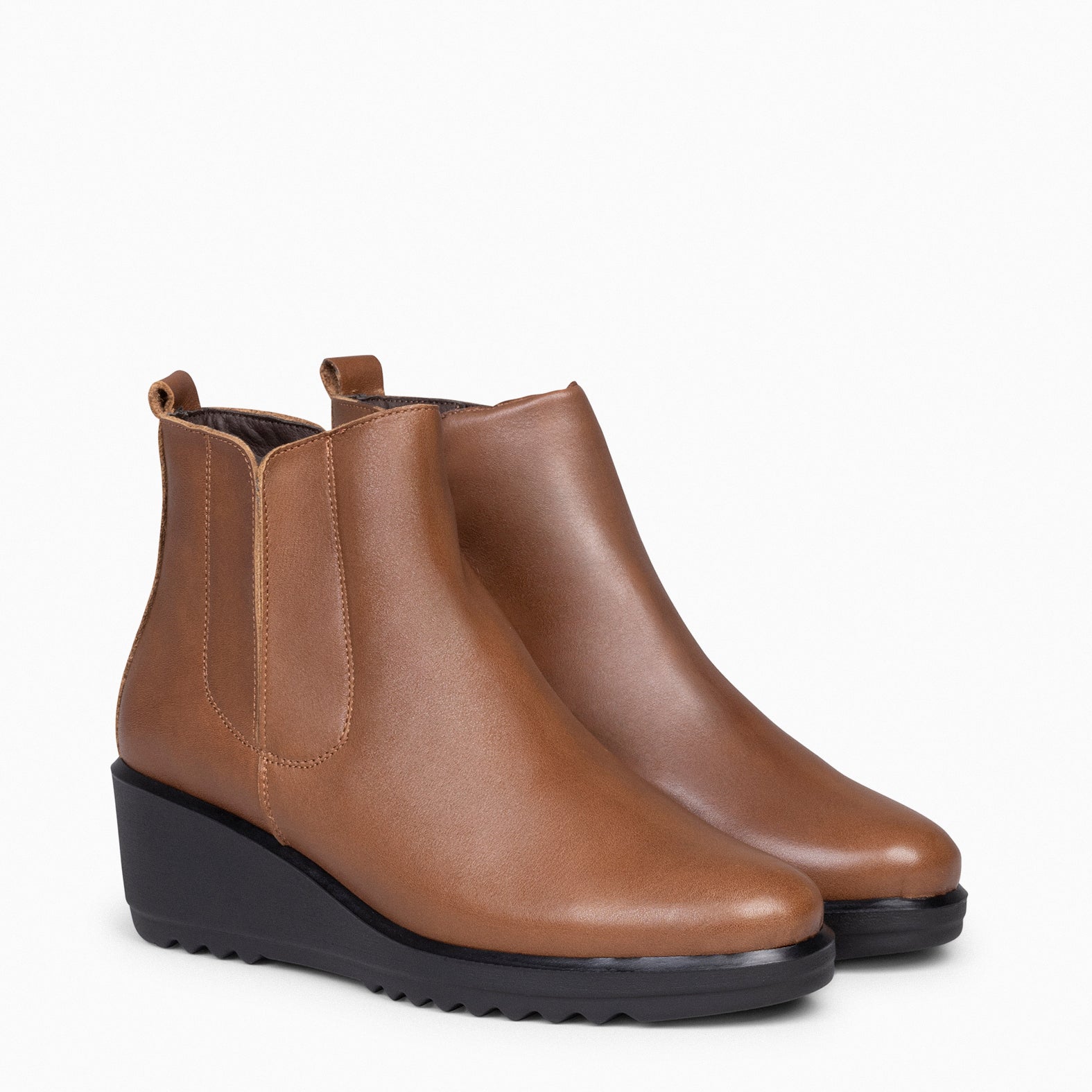 Camel sales wedge booties