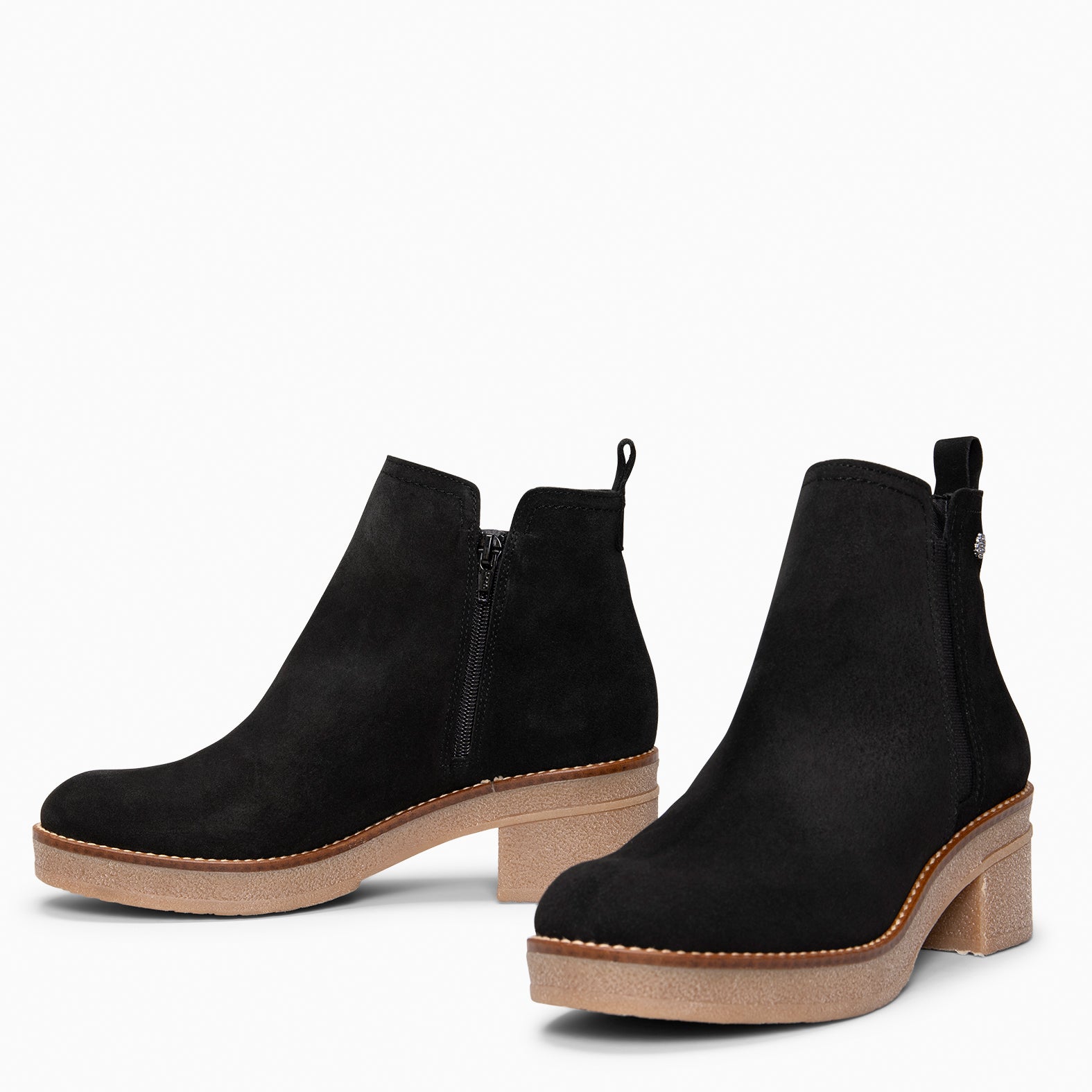 SWING - Botines casual de ante hidrófugo NEGRO