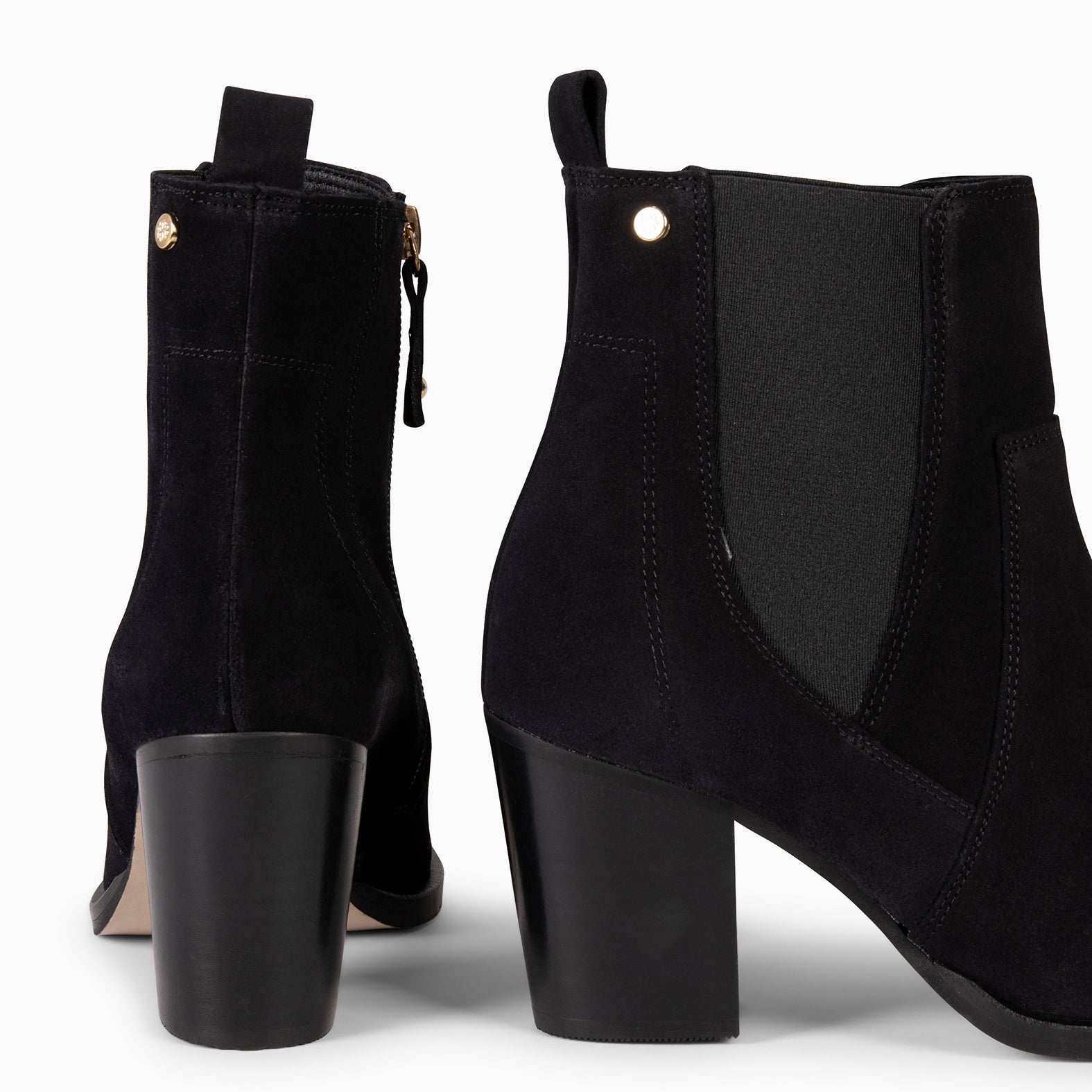 AMBER – BLACK Botiees with wide heel