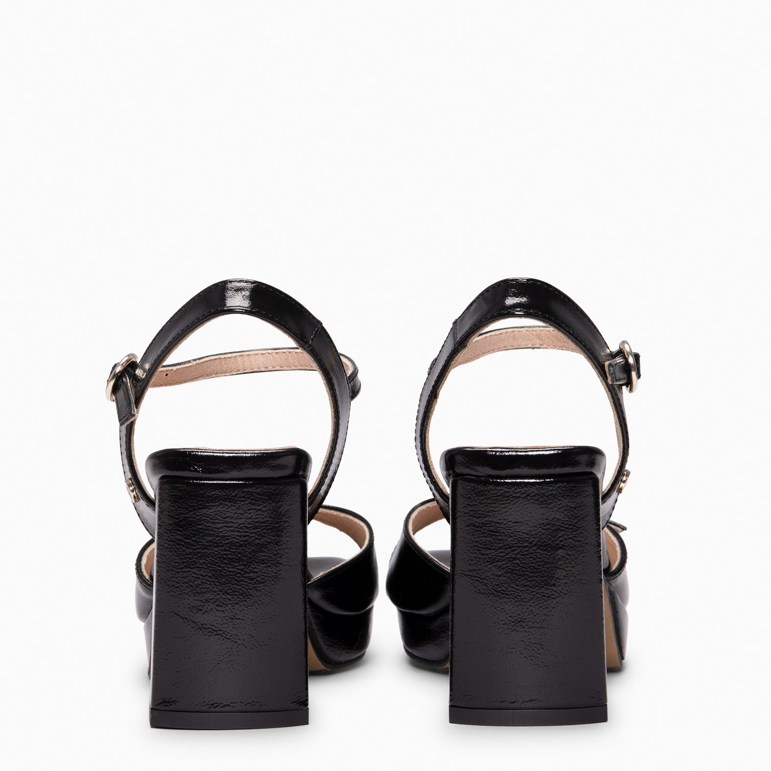 OLIVIA - BLACK High-heel sandals with adjustable strap